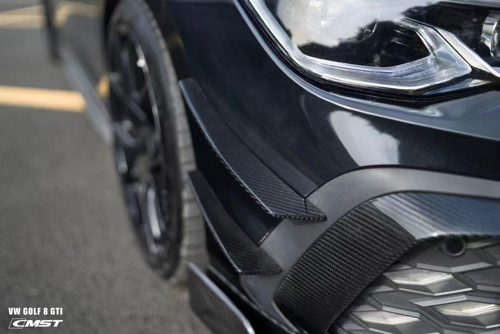 Volkswagen Golf GTI MK8 2022 2023 2024 with Aftermarket Parts - Upper Valences Pre-preg Carbon Fiber / FRP from CMST Tuning