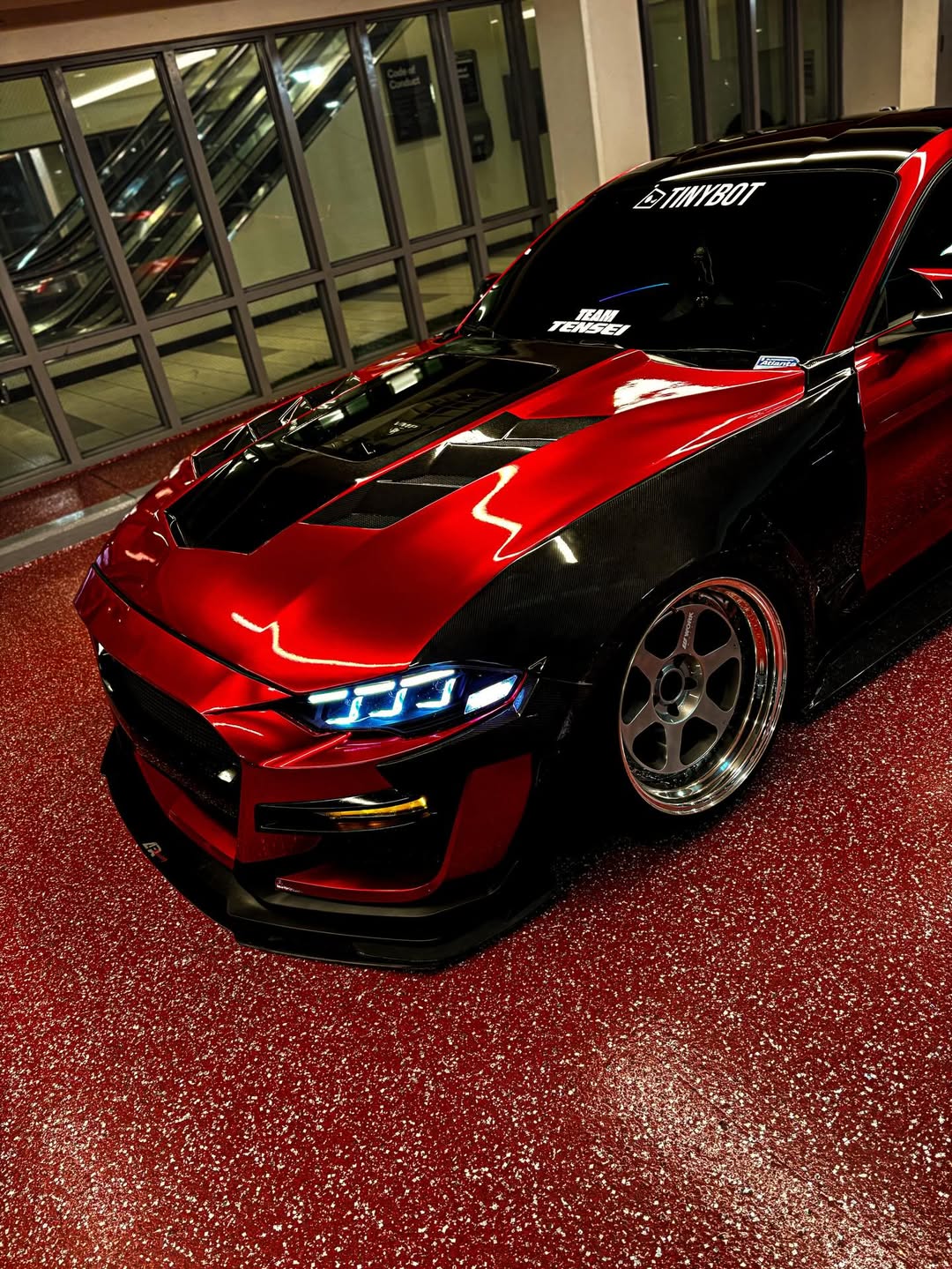 Ford Mustang GT 5.0 Mach1 Bullitt Ecoboost 2.3 S550.2 2018 2019 2020 2021 2022 2023 with Aftermarket Parts - Widebody Front Fenders & Wheel Arches Carbon Fiber / FRP from CMST Tuning