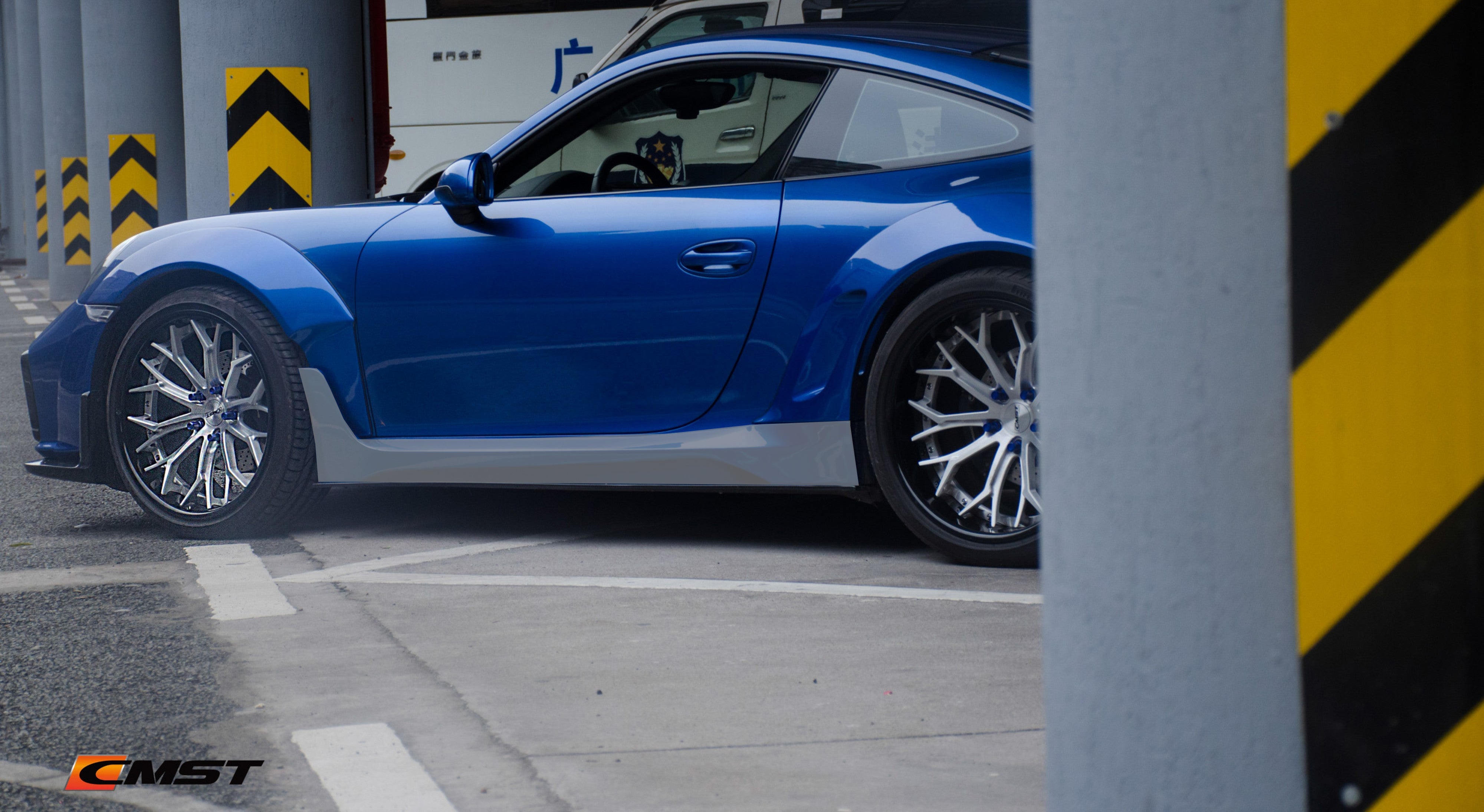 Porsche 991 991.1 911 Carrera Base/S/T 2012 2013 2014 2015 2016 &  991 991.2 911 Carrera Base/S/T 2017 2018 2019 with Aftermarket Parts - Widebody Lower Side Skirts Extensions Carbon Fiber / FRP from CMST Tuning