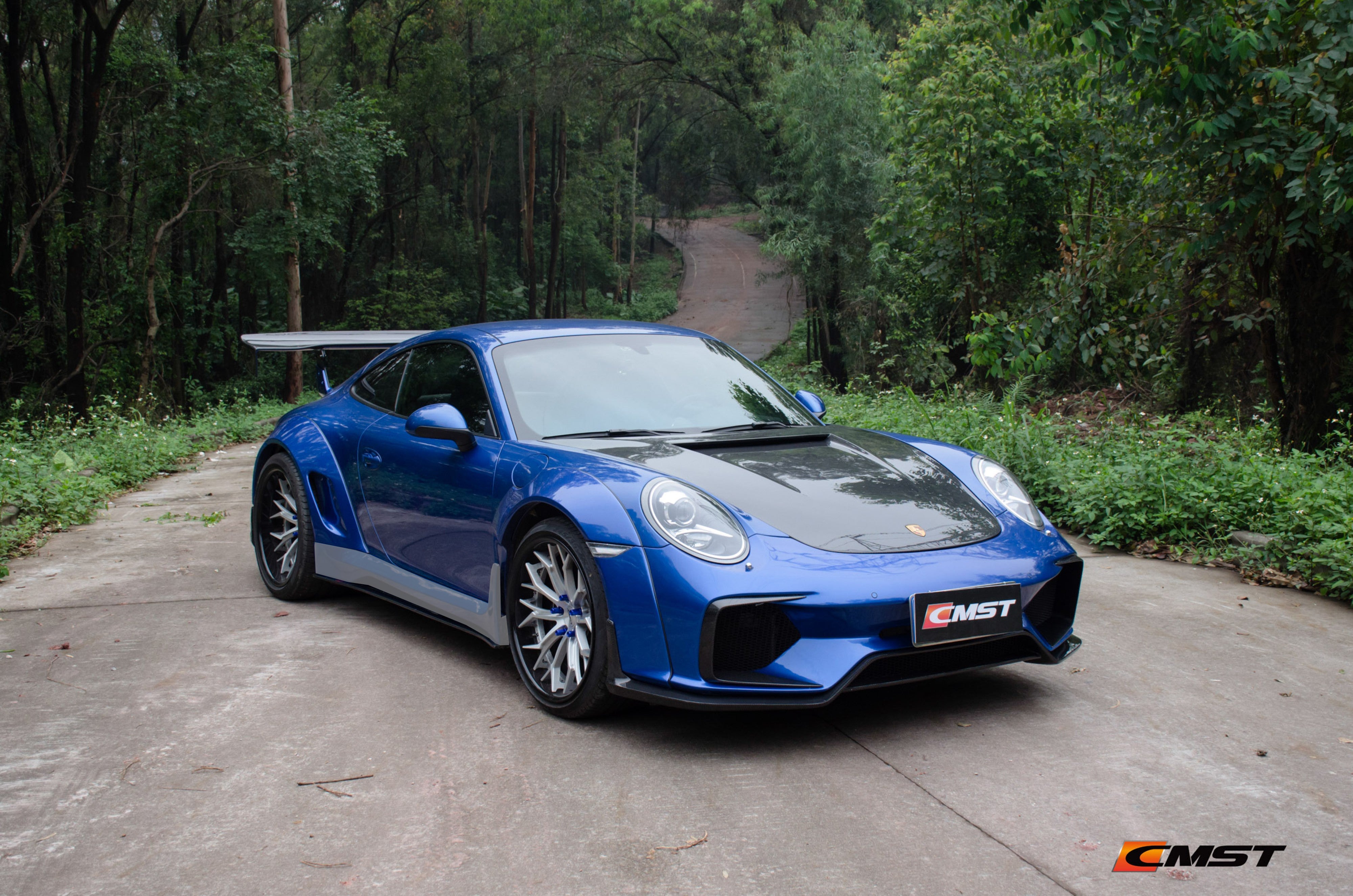 Porsche 991 991.1 911 Carrera Base/S/T 2012 2013 2014 2015 2016 &  991 991.2 911 Carrera Base/S/T 2017 2018 2019 with Aftermarket Parts - Widebody Lower Side Skirts Extensions Carbon Fiber / FRP from CMST Tuning