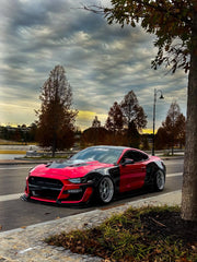 Ford Mustang GT 5.0 Mach1 Bullitt Ecoboost 2.3 S550.2 2018-2023 (Designed to be compatible with CMST S550.2 widebody kit. Goes over OEM rocker panel.) with Aftermarket Parts - Widebody Style Side Skirts Carbon Fiber / FRP from CMST Tuning