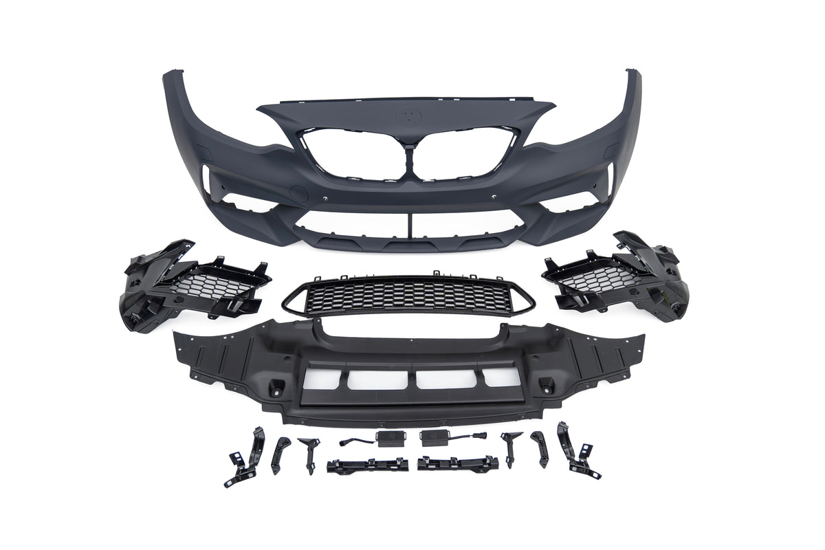 BMW M2/M2C F87 2016 2017 2018 2019 2020 2021 & 2 Series M240i M235i 230i 228i F22 2014 2015 2016 2017 2018 2019 2020 2021 with Aftermarket Parts - 1:1 M2C Conversion Upgrade Style Front Bumper PP Polypropylene from DuPont Tech