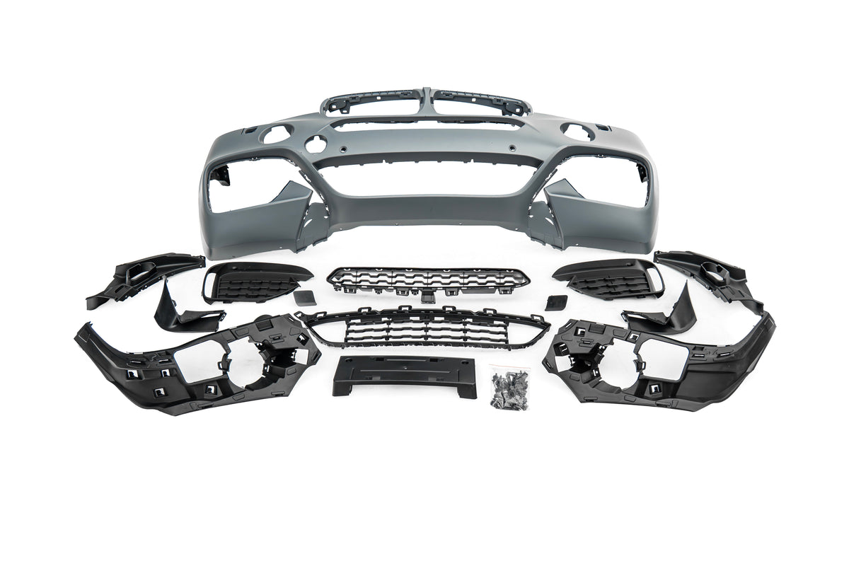 BMW X6 M50d xDrive50i s/xDrive35i xDrive40d xDrive30d F16 (Both Fits Pre-LCI &  LCI) 2015 2016 2017 2018 2019 with Aftermarket Parts - 1:1 M Sport Performance Conversion Style Front Bumper PP Polypropylene from DuPont Tech