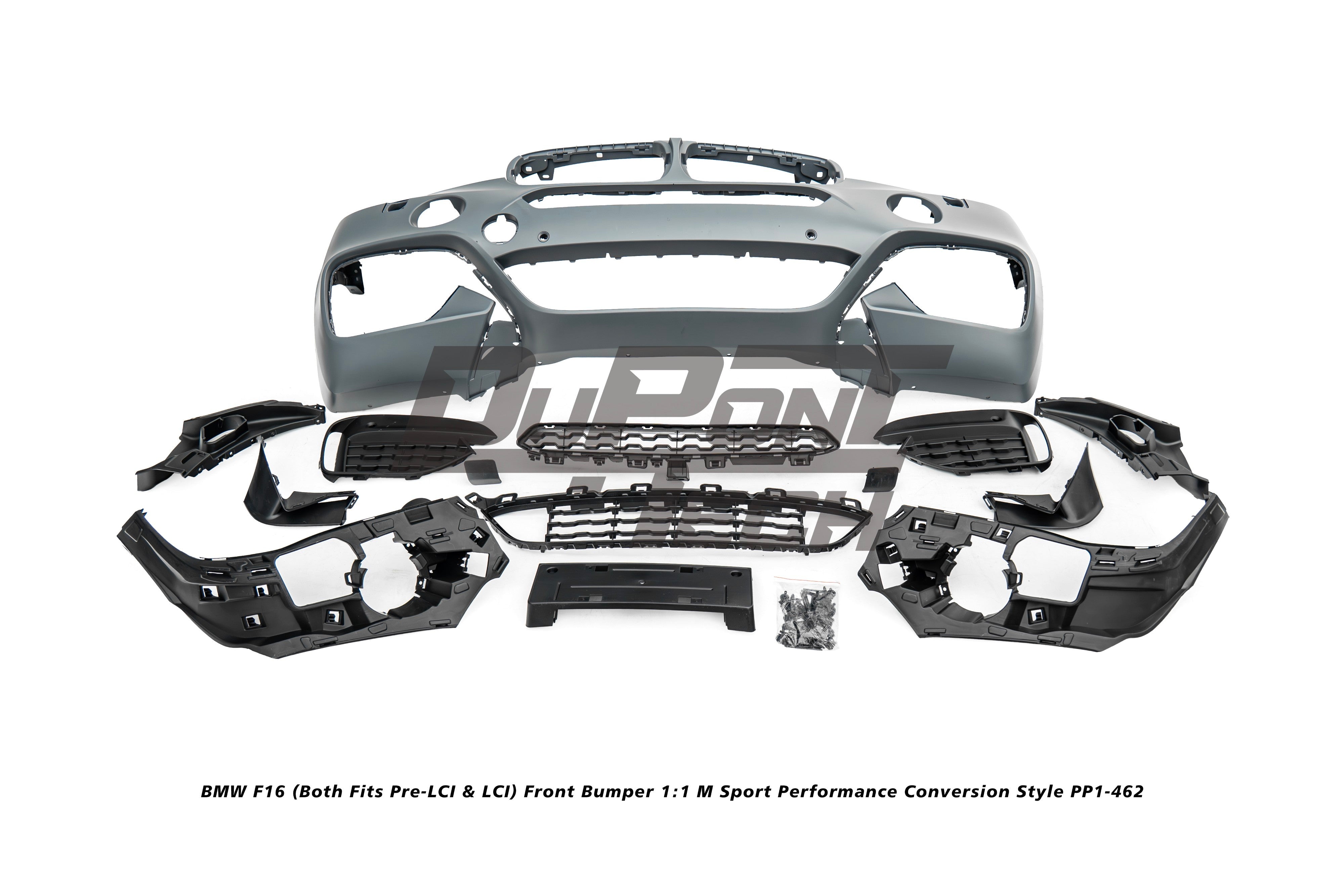 BMW X6 M50d xDrive50i s/xDrive35i xDrive40d xDrive30d F16 (Both Fits Pre-LCI &  LCI) 2015 2016 2017 2018 2019 with Aftermarket Parts - 1:1 M Sport Performance Conversion Style Front Bumper PP Polypropylene from DuPont Tech