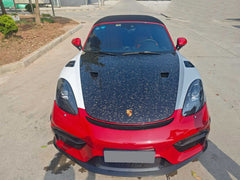 Porsche 981 Cayman Boxster (all models, including Base / S / GTS / GT4 / Spyder) 2012 2013 2014 2015 2016 & 718 982 Cayman Base/S/T/GTS/GT4/GT4RS 2017-ON & 718 982 Boxster Base/S/T/GTS/Spyder/Spyder RS 2017-ON & 991.1 911 Carrera Base/S/T/4/4S/Targa 4/ Targa 4S/GTS/Turbo/Turbo S/GT3/GT3RS 2012 2013 2014 2015 2016 & 991.2 911 Carrera Base/S/T/4/4S/Targa 4/ Targa 4S/GTS/Turbo/Turbo S/GT3/GT3RS/GT2RS 2017 2018 2019 with Aftermarket Parts - RS Style Hood Dry Pre-preg Carbon Fiber from Dupont Tech