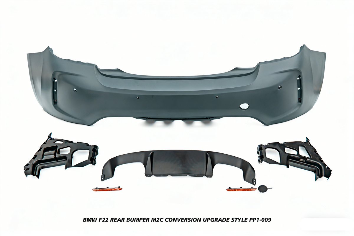 BMW 2 Series M240i M235i 230i 228i F22 2014 2015 2016 2017 2018 2019 2020 2021 with Aftermarket Parts - M2C Conversion Upgrade Style Rear Bumper PP Polypropylene from DuPont Tech
