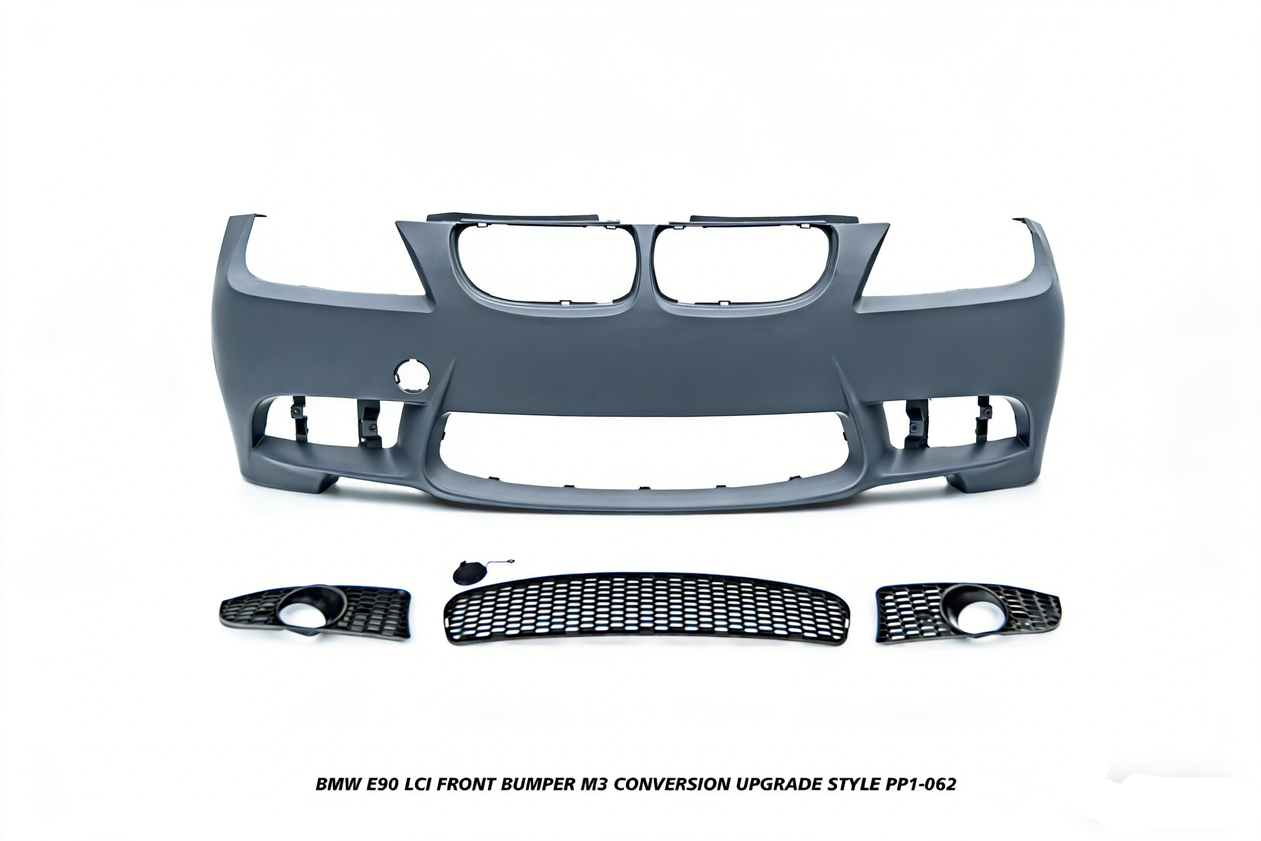 BMW 3 Series E90 LCI 2009 2010 2011 with Aftermarket Parts - M3 Conversion Upgrade Style Front Bumper & Fog Light PP Polypropylene from DuPont Tech
