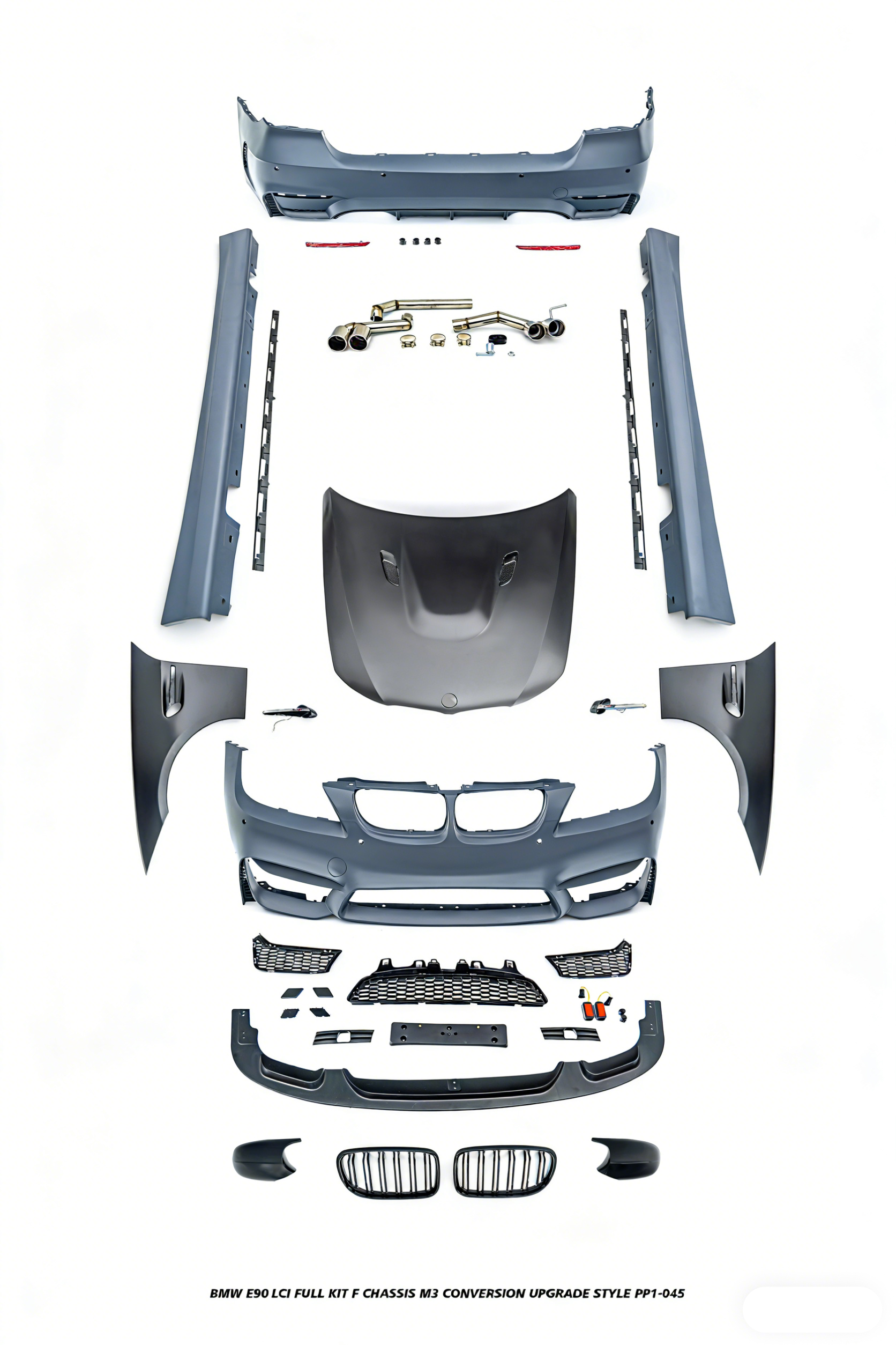 BMW 3 Series E90 LCI 2009 2010 2011 with Aftermarket Parts - F Chassis M3 Conversion Upgrade Style Full kit PP Polypropylene/ABS/Metal/Stainless Steel from DuPont Tech
