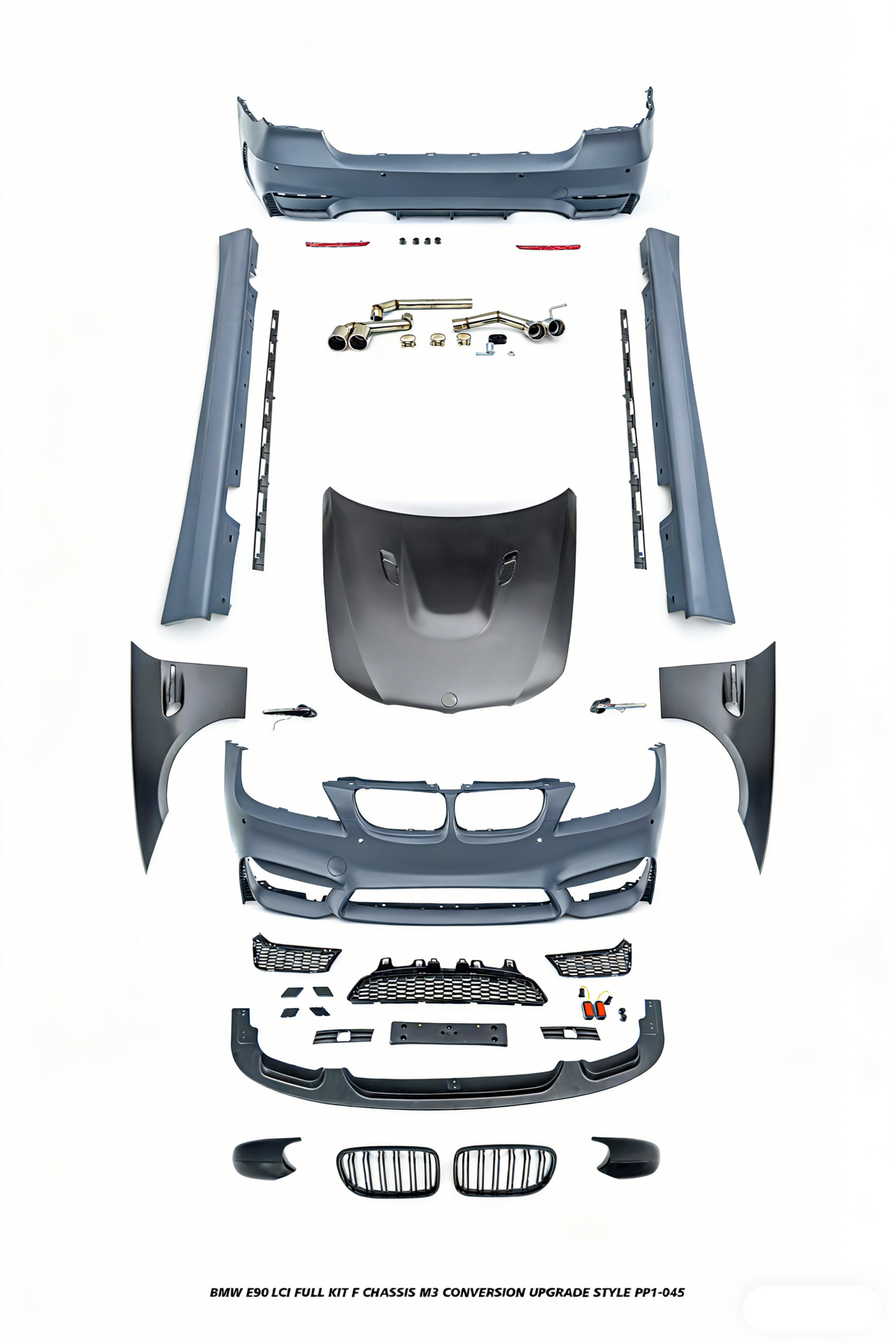 BMW 3 Series E90 LCI 2009 2010 2011 with Aftermarket Parts - F Chassis M3 Conversion Upgrade Style Full kit PP Polypropylene/ABS/Metal/Stainless Steel from DuPont Tech
