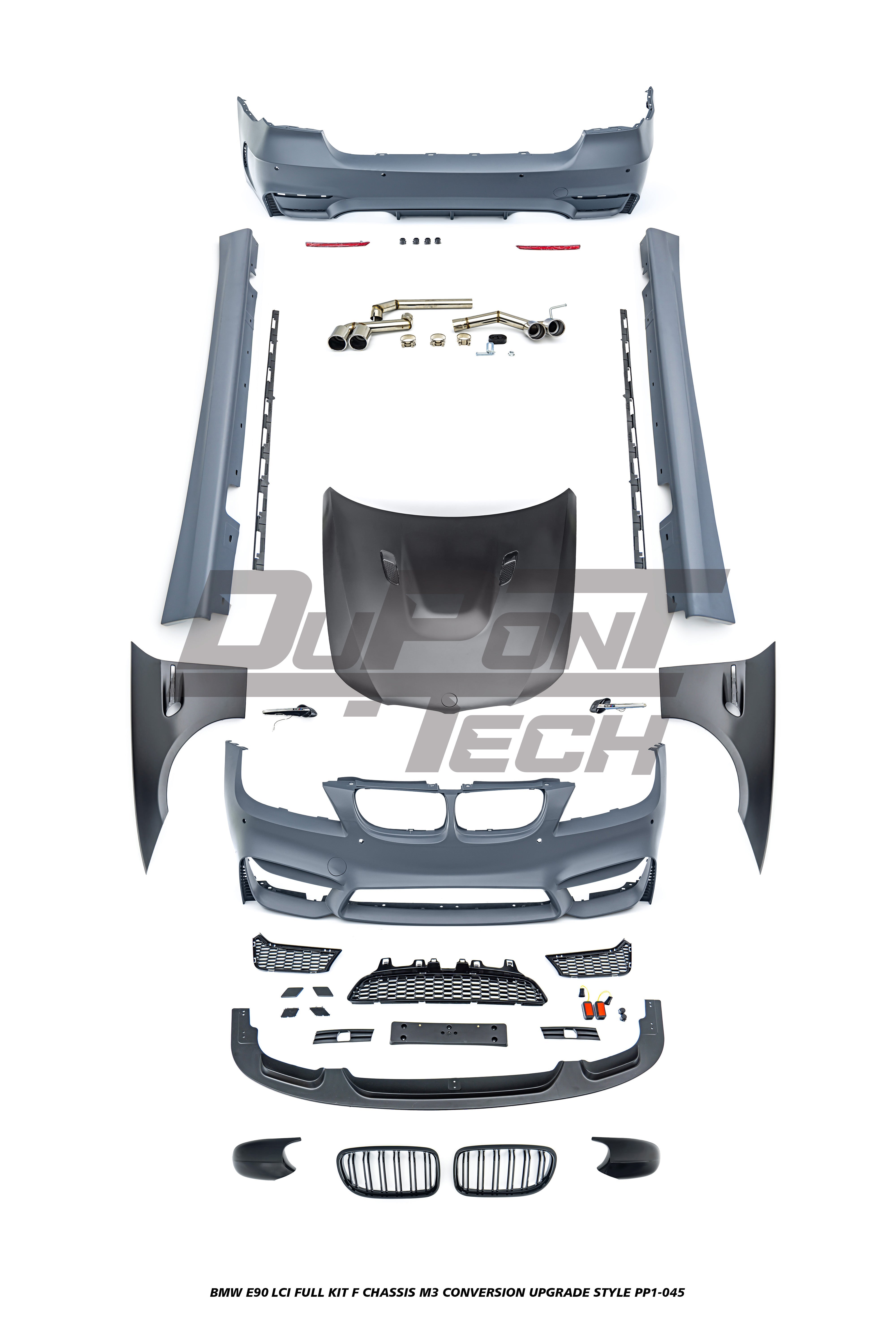 BMW 3 Series E90 LCI 2009 2010 2011 with Aftermarket Parts - F Chassis M3 Conversion Upgrade Style Full kit PP Polypropylene/ABS/Metal/Stainless Steel from DuPont Tech
