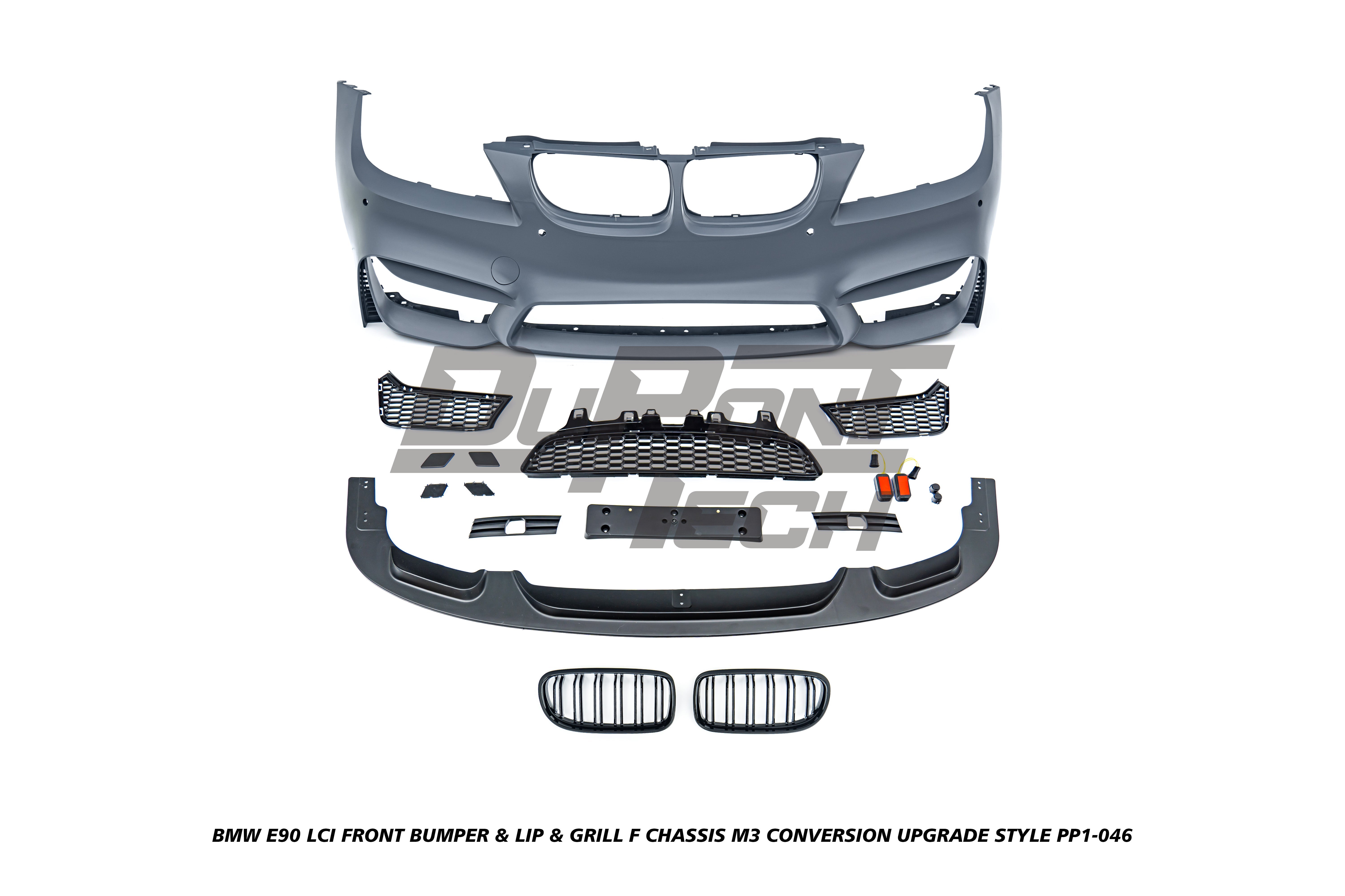 BMW 3 Series E90 LCI 2009 2010 2011 with Aftermarket Parts - F Chassis M3 Conversion Upgrade Style Full kit PP Polypropylene/ABS/Metal/Stainless Steel from DuPont Tech
