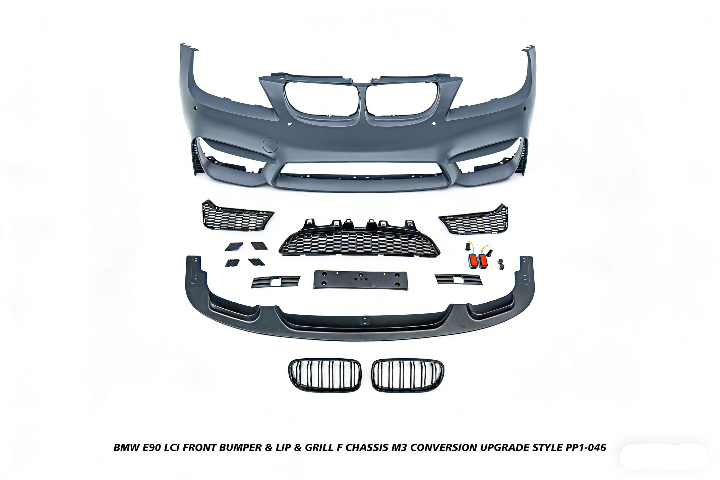 BMW 3 Series E90 LCI 2009 2010 2011 with Aftermarket Parts - F Chassis M3 Conversion Upgrade Style Front Bumper & Lip & Grill PP Polypropylene/ABS from DuPont Tech
