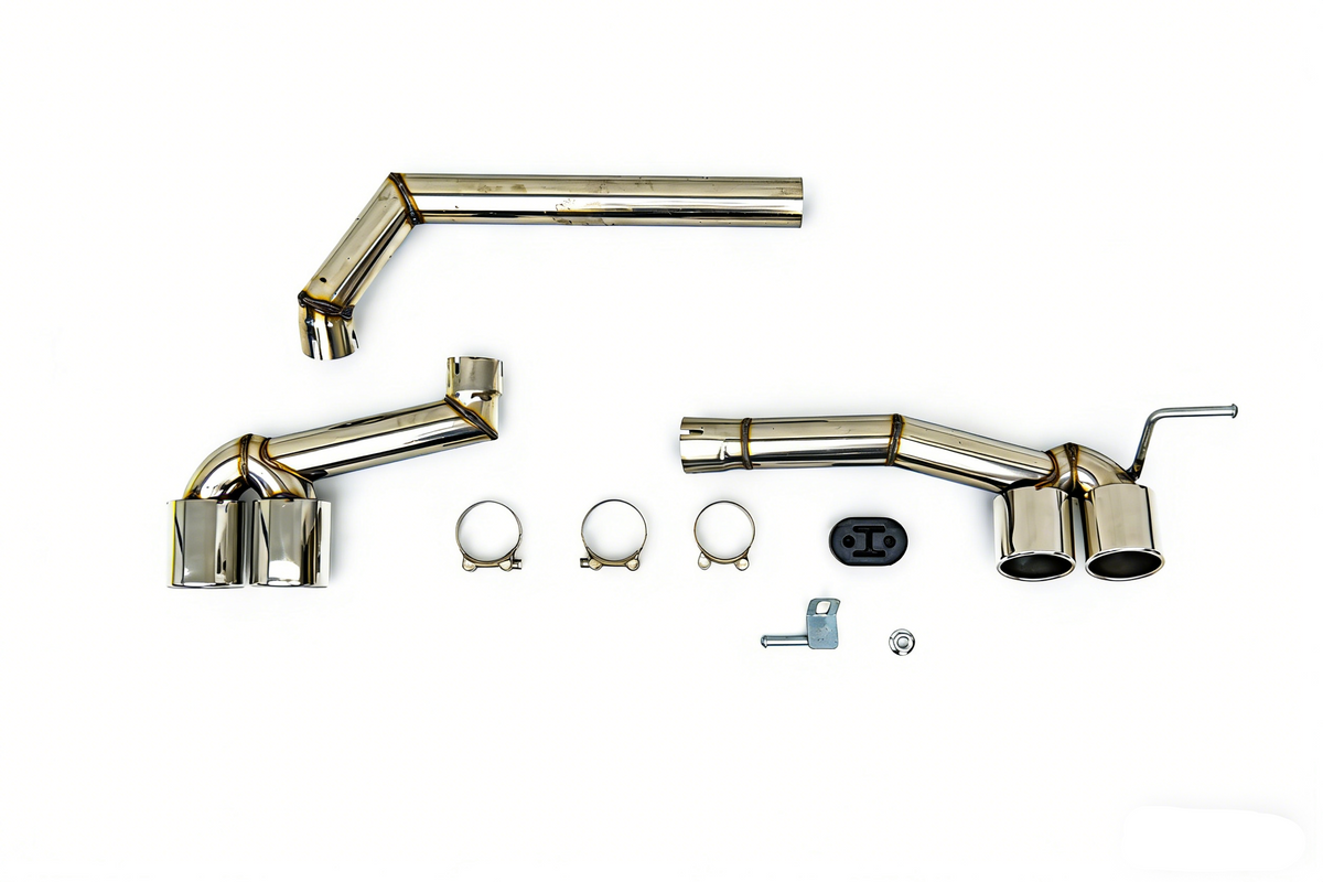 BMW 3 Series E90 Pre-LCI 2006 2007 2008 with Aftermarket Parts - F Chassis M3 Conversion Upgrade Style Exhaust Tips Stainless Steel from DuPont Tech
