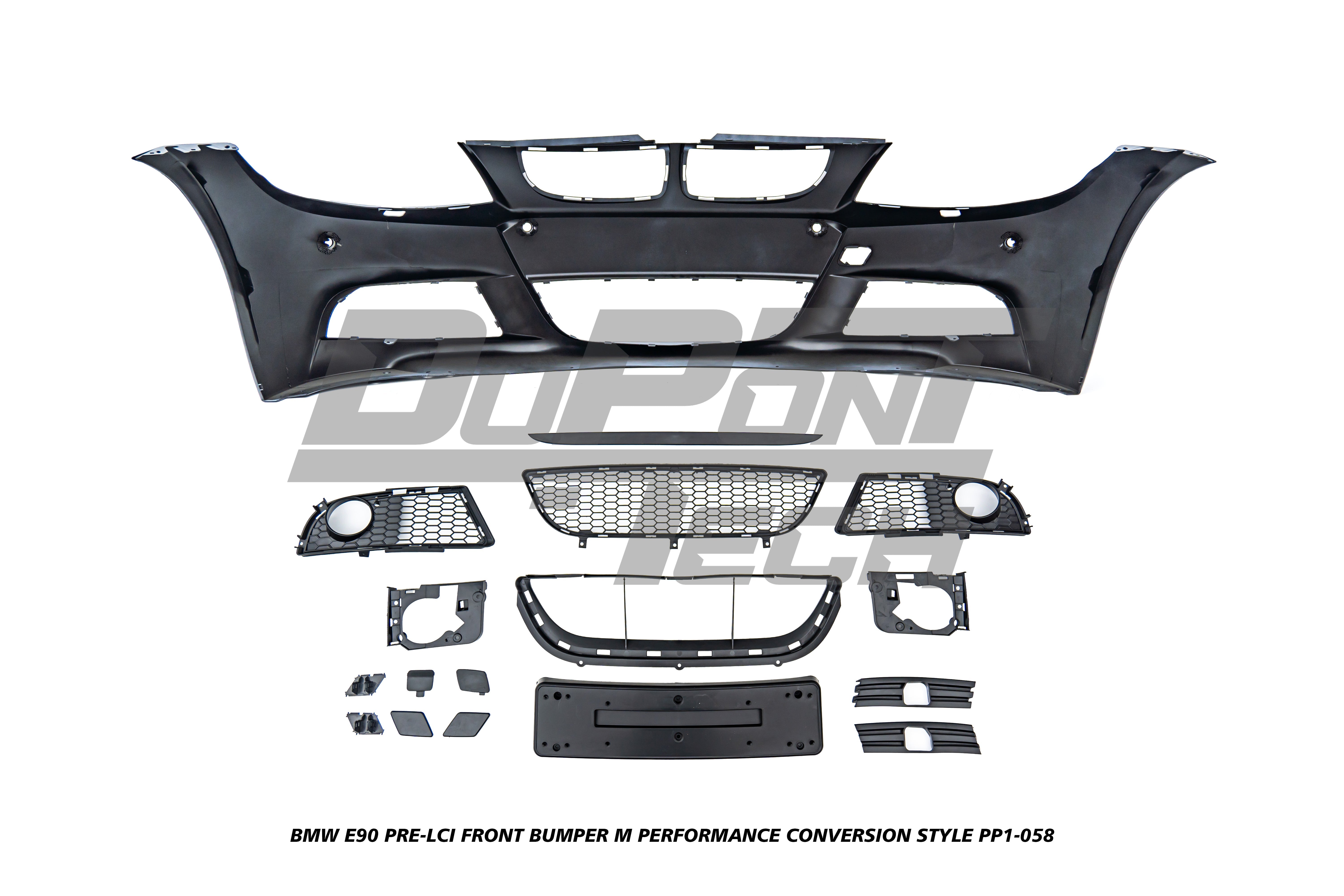 BMW 3 Series E90 Pre-LCI 2006 2007 2008 with Aftermarket Parts - M Performance Conversion Style Front Bumper & Fog Light PP Polypropylene from DuPont Tech
