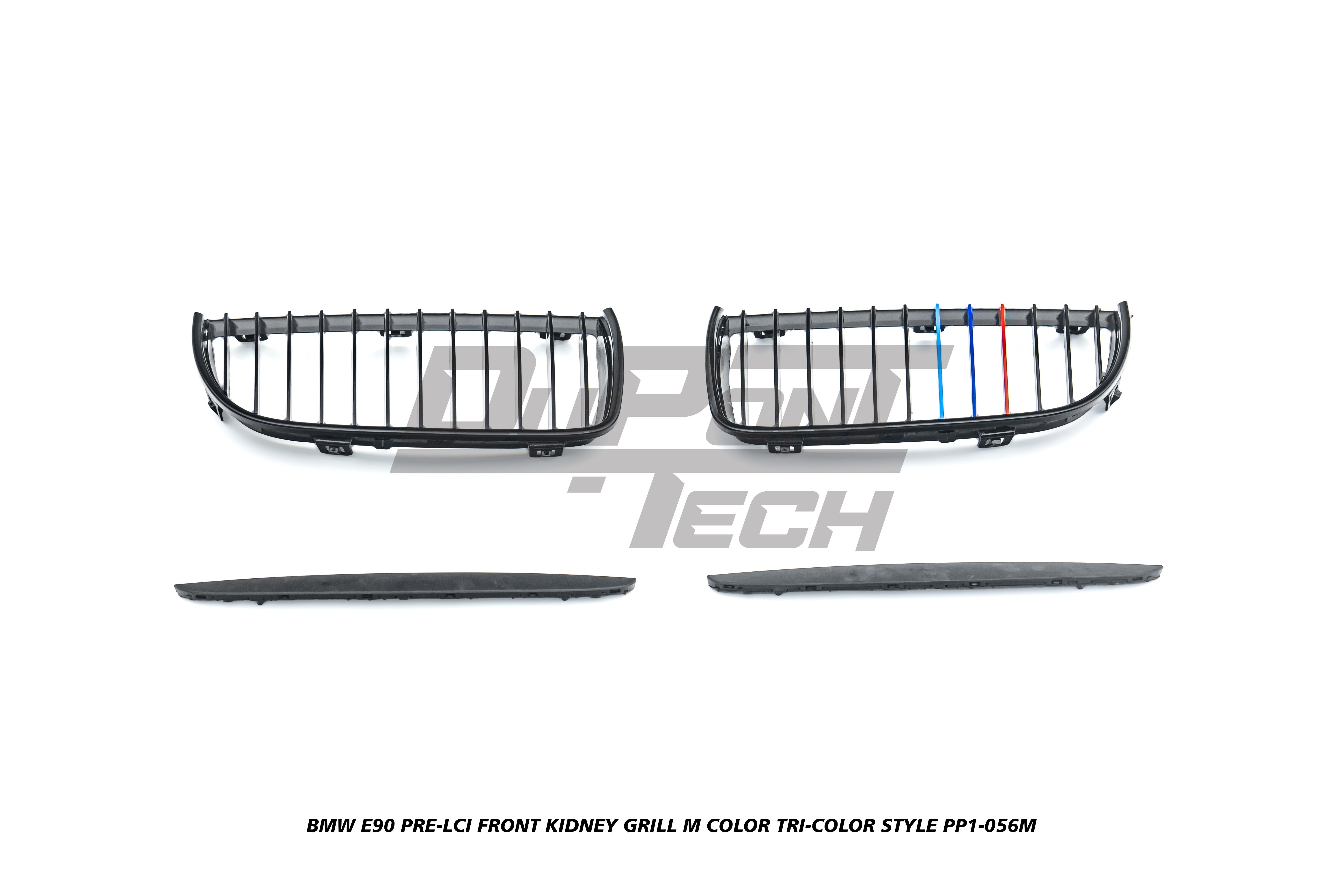 BMW 3 Series E90 Pre-LCI 2006 2007 2008 with Aftermarket Parts - M Color Tri-color Style Front Kidney Grill ABS from DuPont Tech