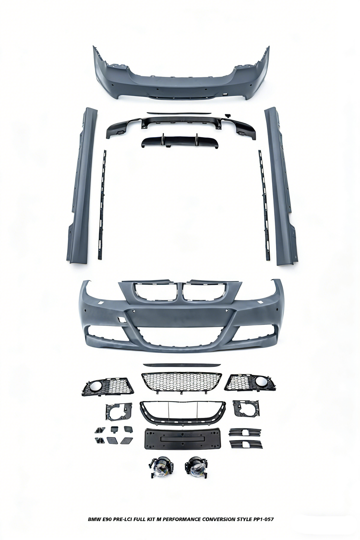BMW 3 Series E90 Pre-LCI 2006 2007 2008 with Aftermarket Parts - M Performance Conversion Style Full kit PP Polypropylene from DuPont Tech

