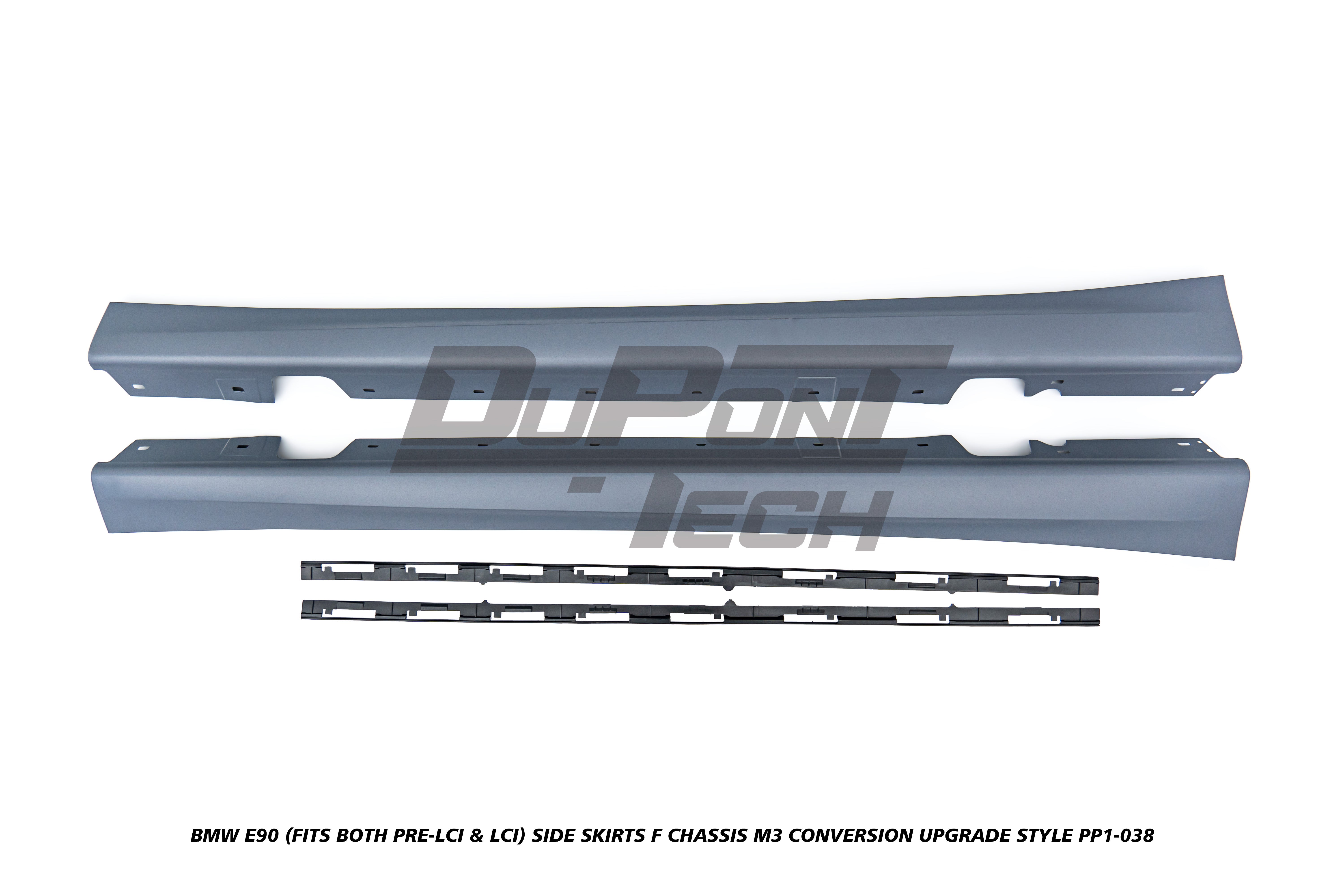 BMW 3 Series E90 (Fits Both Pre-LCI & LCI) 2006 2007 2008 2009 2010 2011 with Aftermarket Parts - F Chassis M3 Conversion Upgrade Style Side Skirts PP Polypropylene from DuPont Tech
