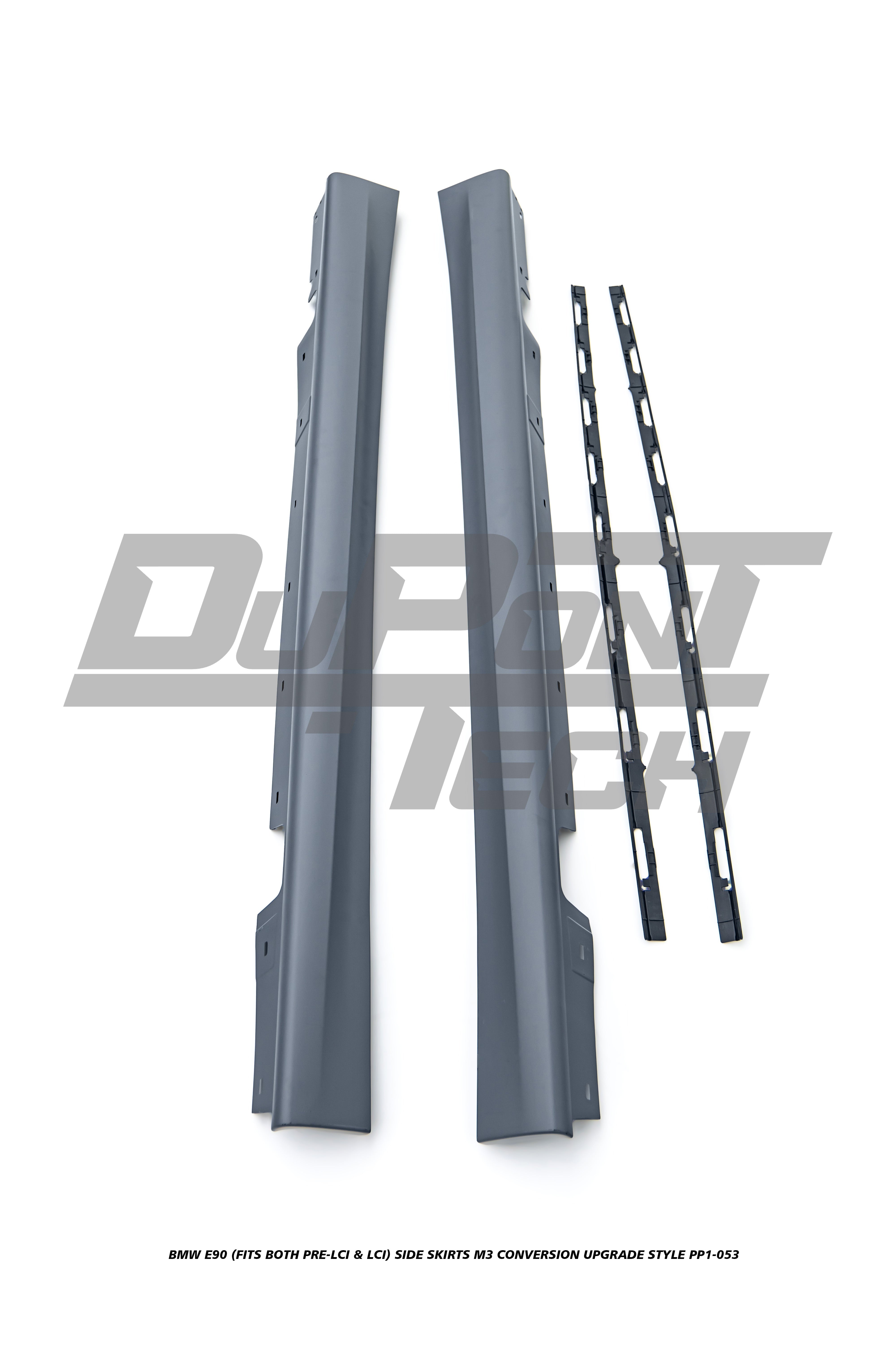 BMW 3 Series E90 (Fits Both Pre-LCI & LCI) 2006 2007 2008 2009 2010 2011 with Aftermarket Parts - M3 Conversion Upgrade Style Side Skirts PP Polypropylene from DuPont Tech
