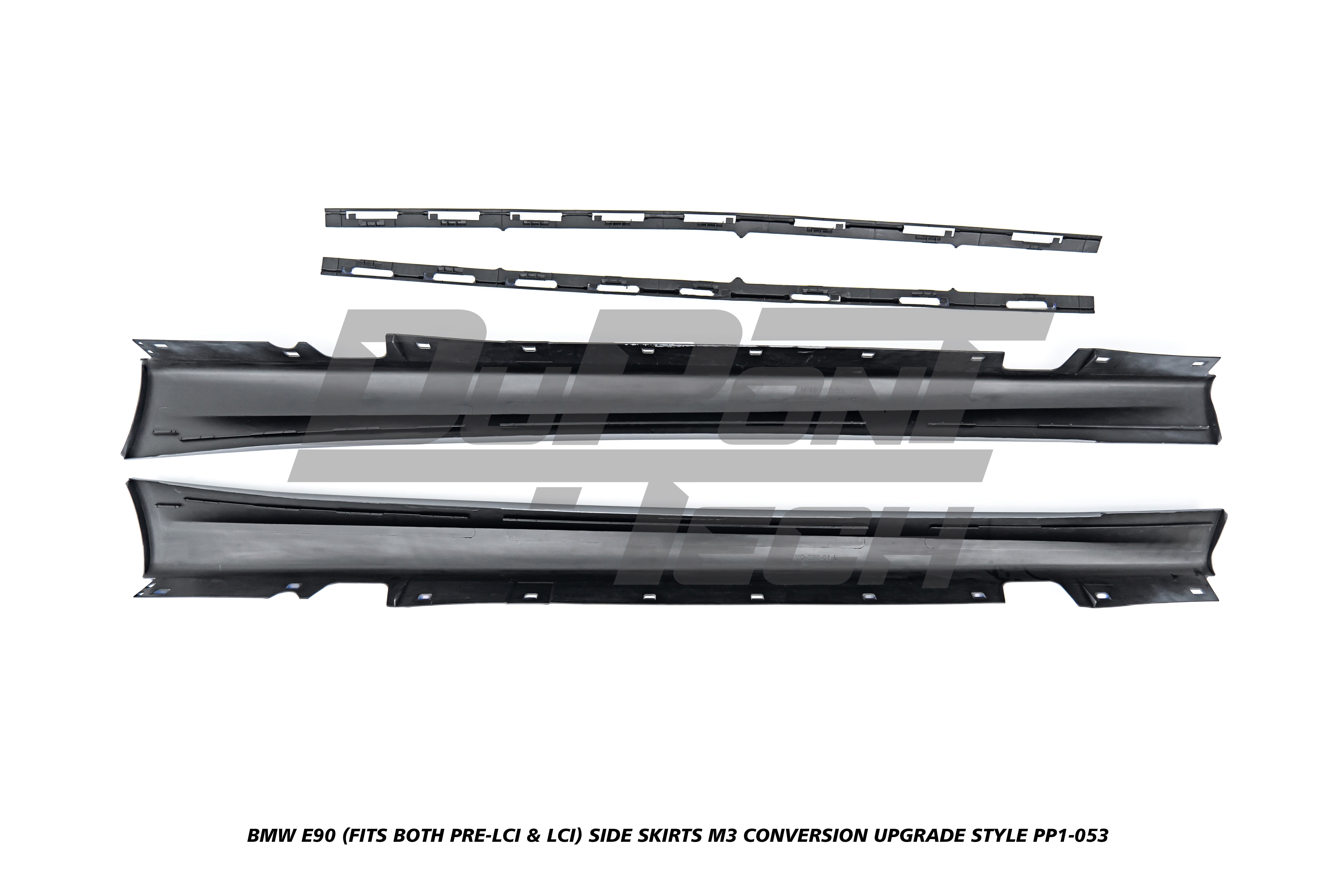 BMW 3 Series E90 (Fits Both Pre-LCI & LCI) 2006 2007 2008 2009 2010 2011 with Aftermarket Parts - M3 Conversion Upgrade Style Side Skirts PP Polypropylene from DuPont Tech
