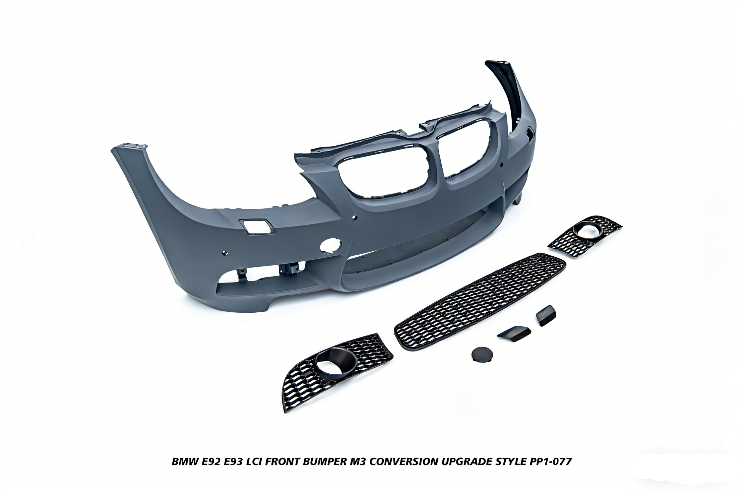 BMW 3 Series E92 E93 LCI 2010 2011 2012 2013 with Aftermarket Parts - M3 Conversion Upgrade Style Front Bumper & Fog Light PP Polypropylene from DuPont Tech
