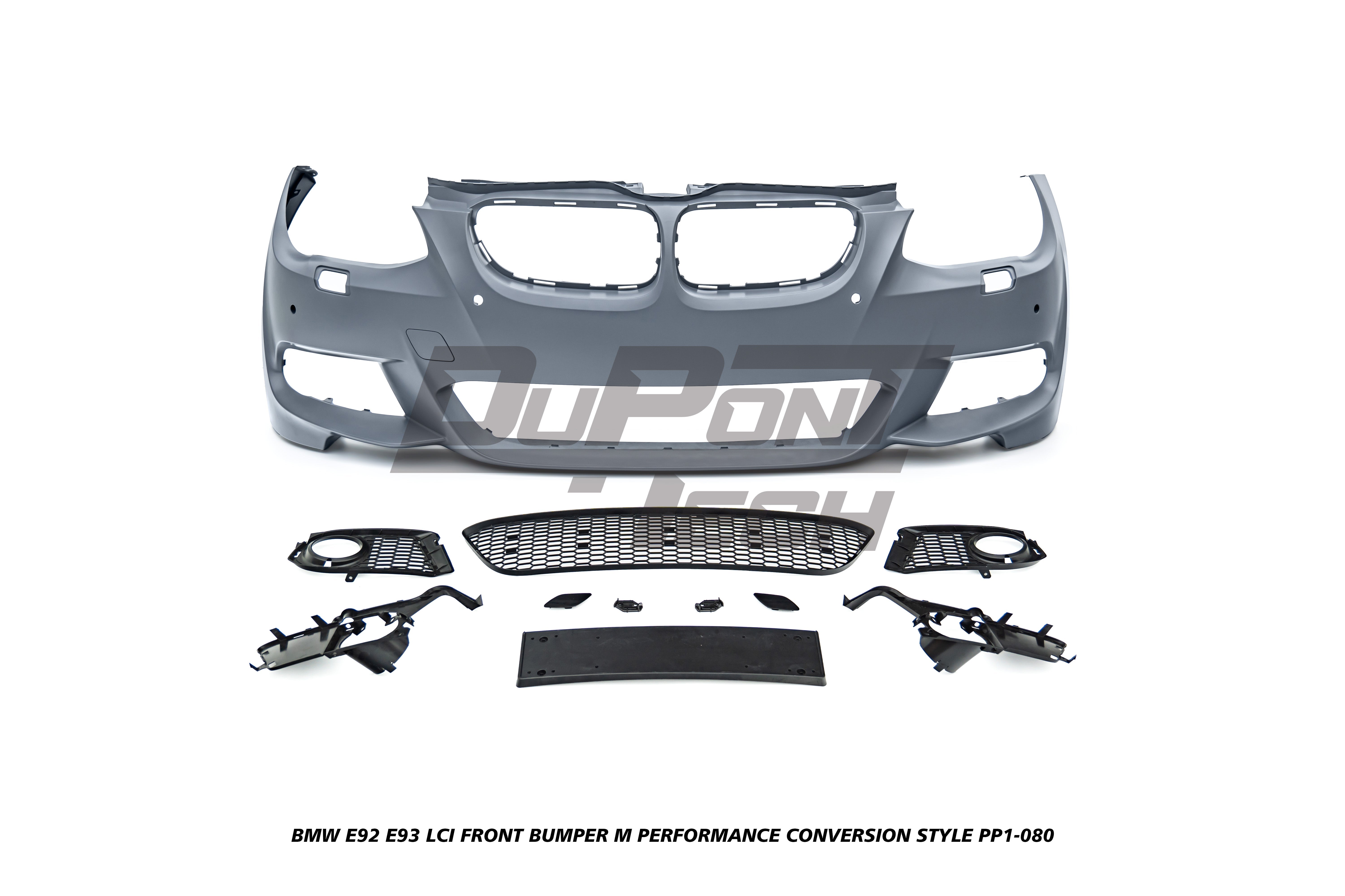 BMW 3 Series E92 E93 LCI 2010 2011 2012 2013 with Aftermarket Parts - M Performance Conversion Style Front Bumper & Fog Light PP Polypropylene from DuPont Tech
