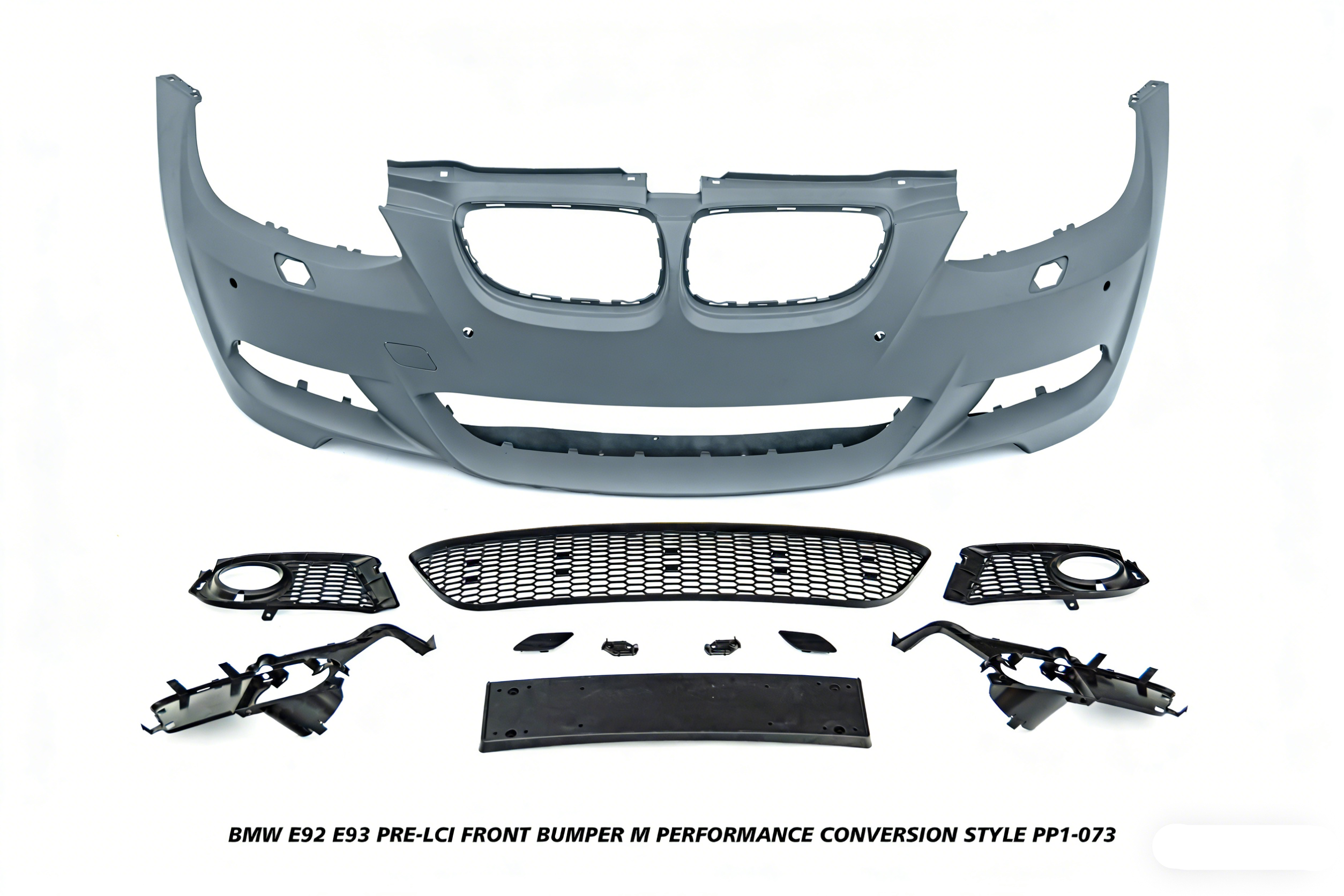 BMW 3 Series E92 E93 Pre-LCI 2006 2007 2008 2009 with Aftermarket Parts - M Performance Conversion Style Front Bumper & Fog Light PP Polypropylene from DuPont Tech
