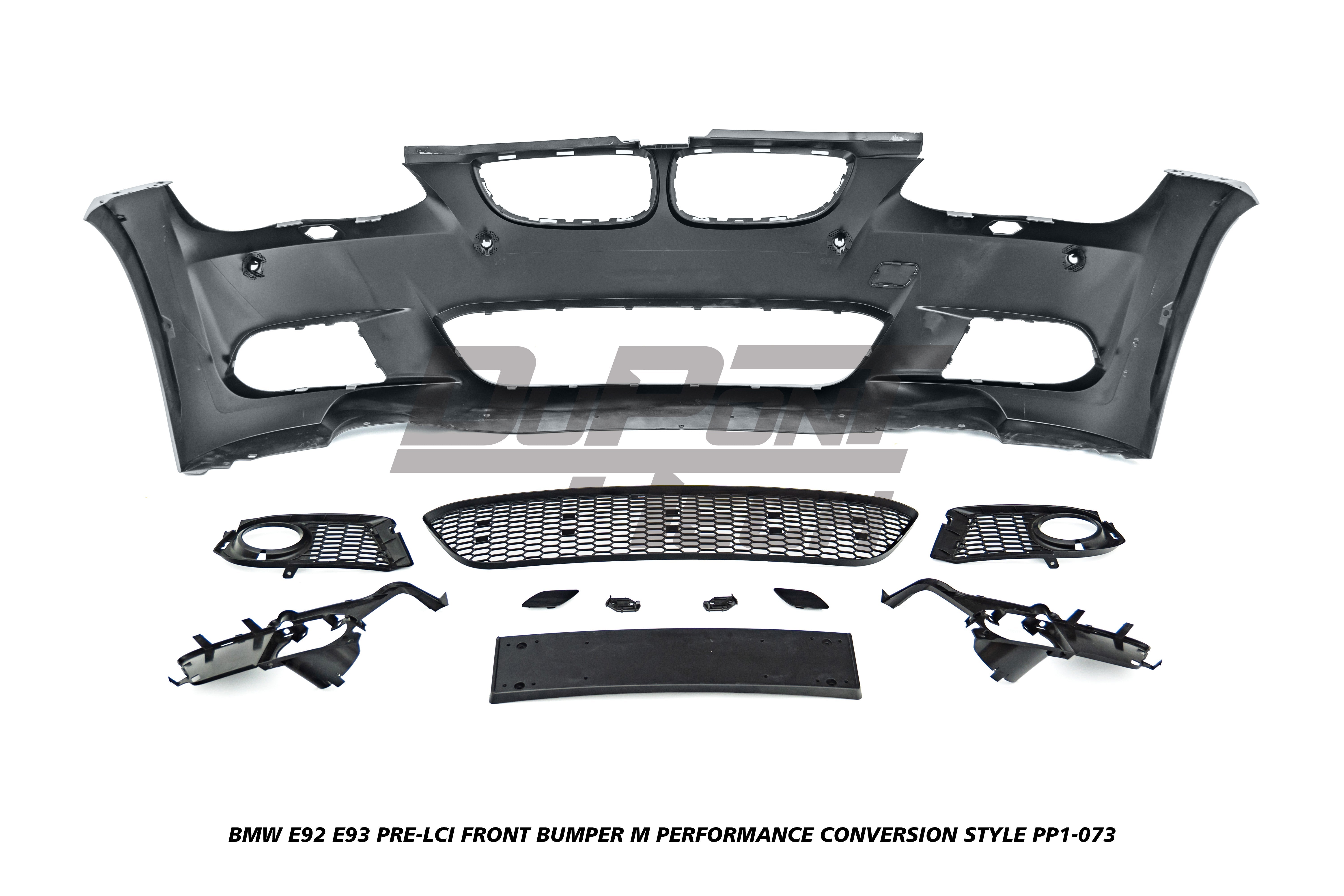 BMW 3 Series E92 E93 Pre-LCI 2006 2007 2008 2009 with Aftermarket Parts - M Performance Conversion Style Front Bumper & Fog Light PP Polypropylene from DuPont Tech
