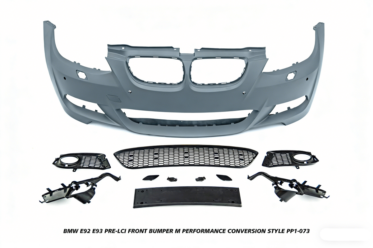 BMW 3 Series E92 E93 Pre-LCI 2006 2007 2008 2009 with Aftermarket Parts - M Performance Conversion Style Front Bumper & Fog Light PP Polypropylene from DuPont Tech

