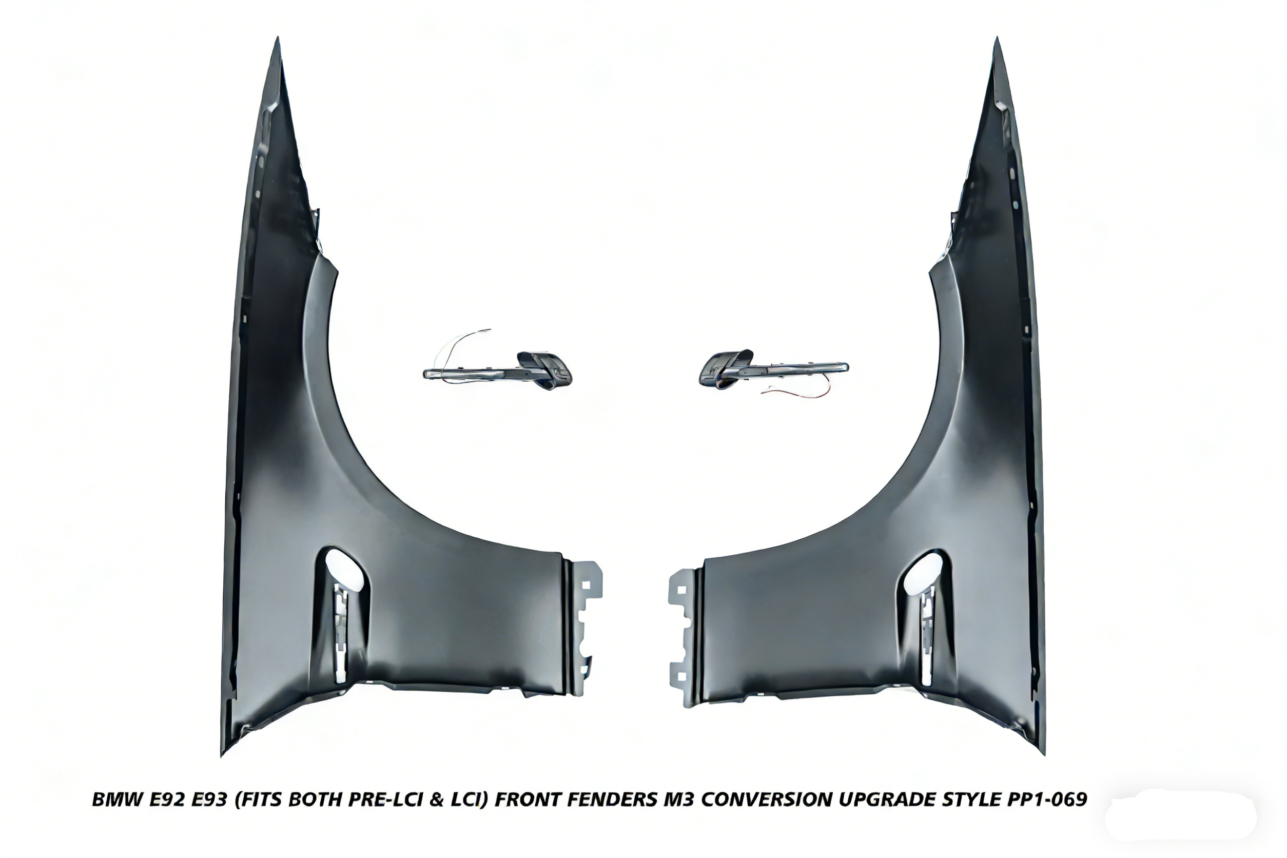 BMW 3 Series E92 E93 (Fits Both Pre-LCI & LCI) 2006 2007 2008 2009 2010 2011 2012 2013 with Aftermarket Parts - M3 Conversion Upgrade Style Front Fenders Metal from DuPont Tech
