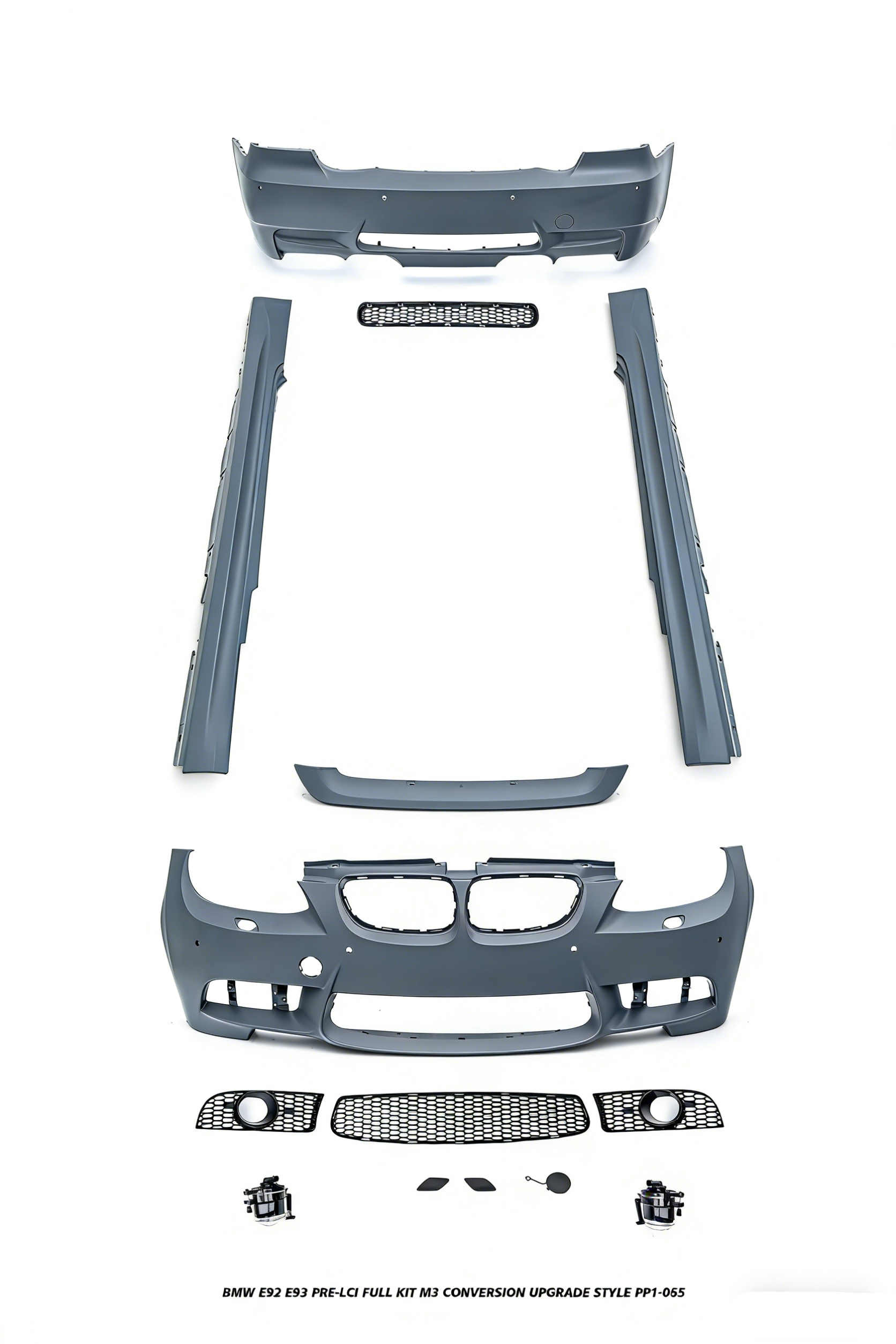 BMW 3 Series E92 E93 Pre-LCI 2006 2007 2008 2009 with Aftermarket Parts - M3 Conversion Upgrade Style Full kit PP Polypropylene from DuPont Tech
