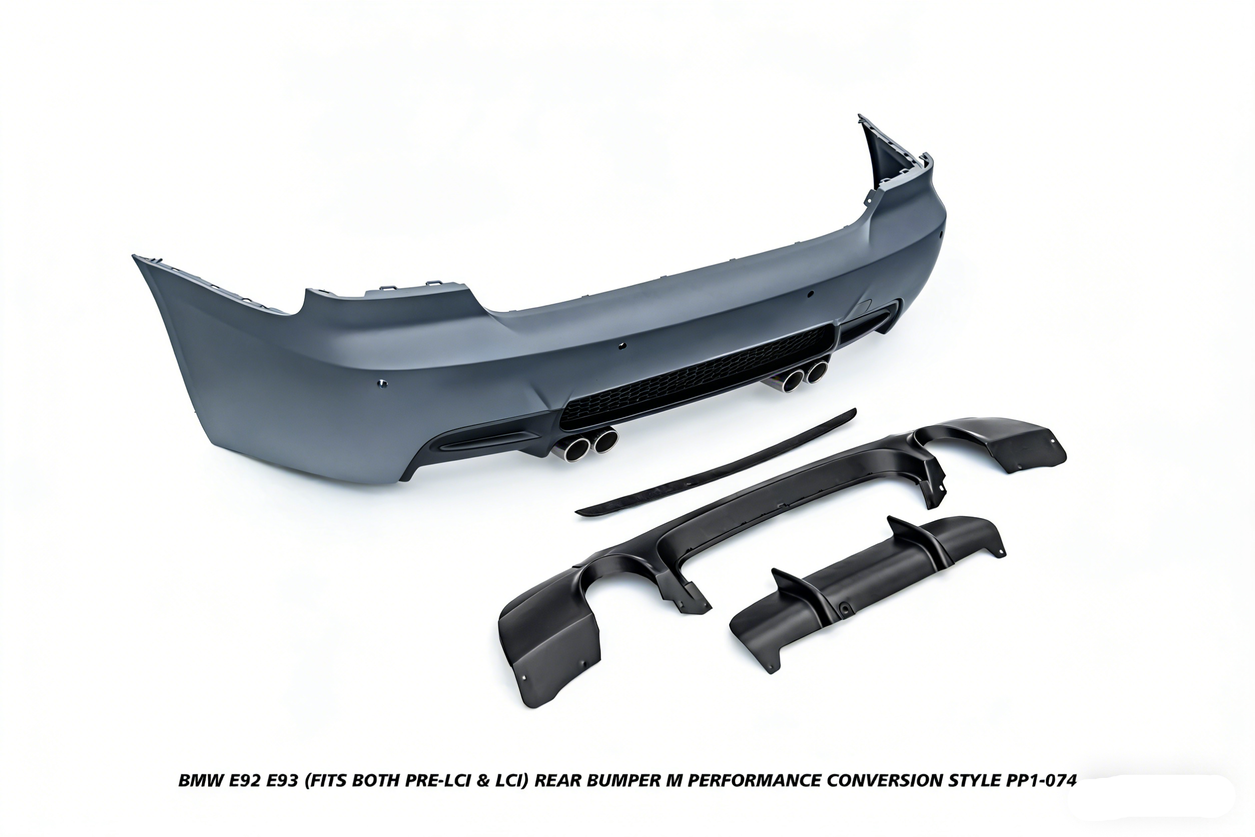 BMW 3 Series E92 E93 (Fits Both Pre-LCI & LCI) 2006 2007 2008 2009 2010 2011 2012 2013 with Aftermarket Parts - M Performance Conversion Style Rear Bumper PP Polypropylene from DuPont Tech
