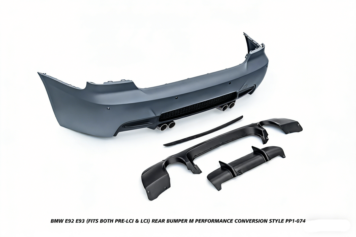 BMW 3 Series E92 E93 (Fits Both Pre-LCI & LCI) 2006 2007 2008 2009 2010 2011 2012 2013 with Aftermarket Parts - M Performance Conversion Style Rear Bumper PP Polypropylene from DuPont Tech
