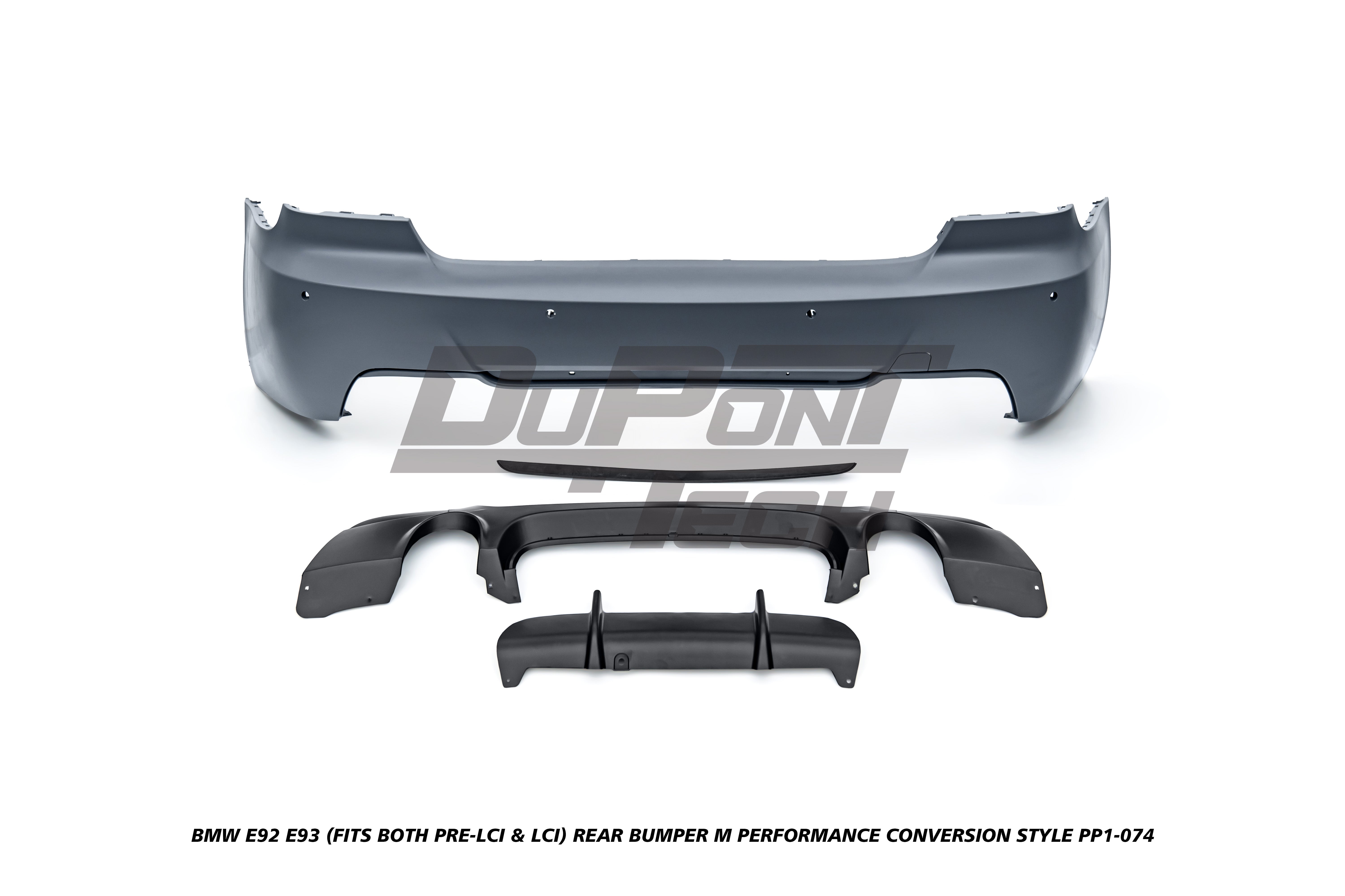 BMW 3 Series E92 E93 (Fits Both Pre-LCI & LCI) 2006 2007 2008 2009 2010 2011 2012 2013 with Aftermarket Parts - M Performance Conversion Style Rear Bumper PP Polypropylene from DuPont Tech
