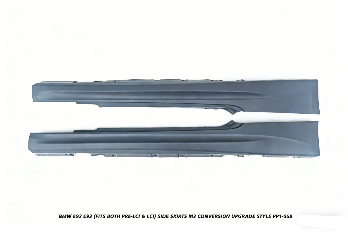 BMW 3 Series E92 E93 (Fits Both Pre-LCI & LCI) 2006 2007 2008 2009 2010 2011 2012 2013 with Aftermarket Parts - M3 Conversion Upgrade Style Side Skirts PP Polypropylene from DuPont Tech
