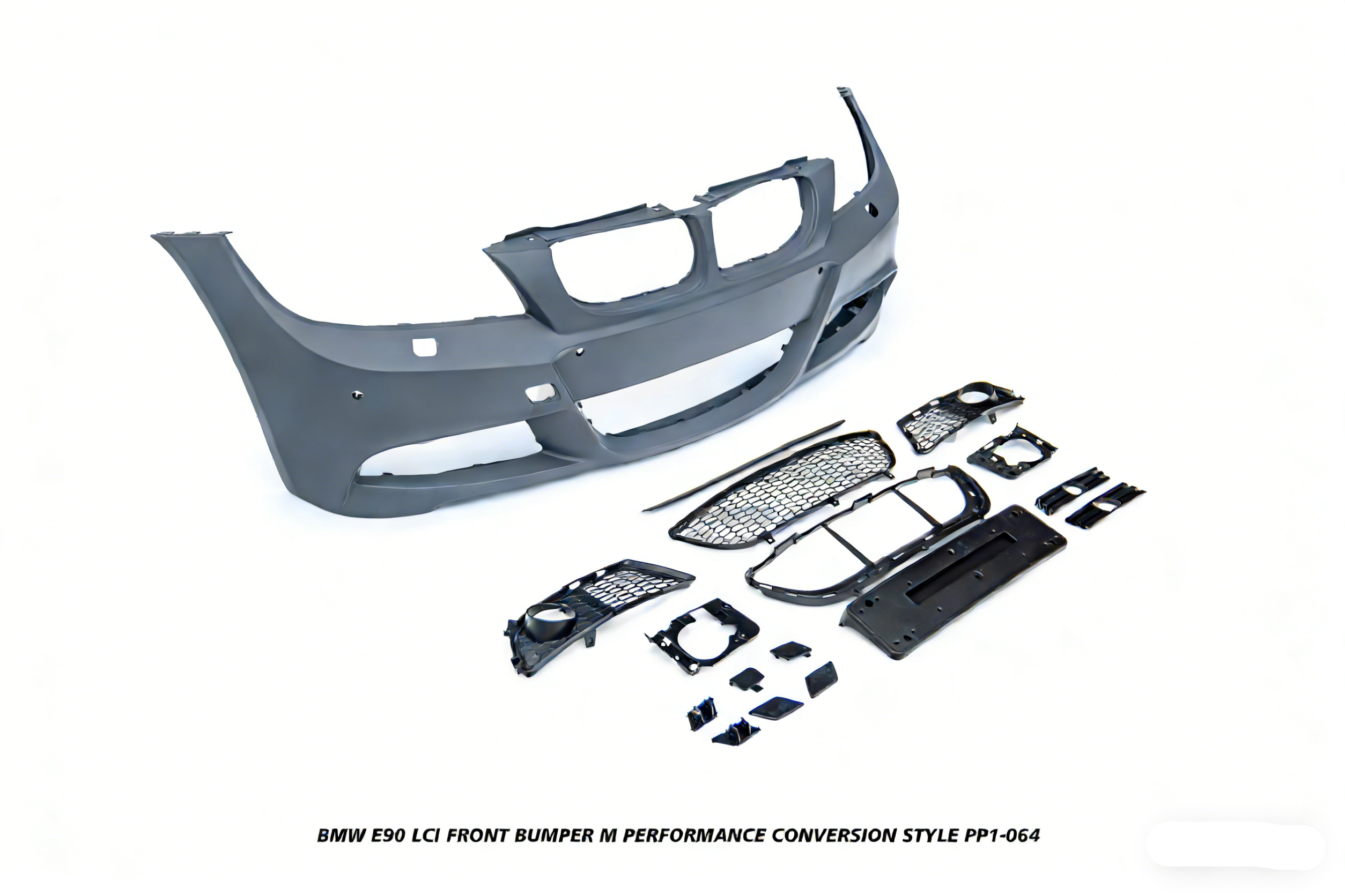 BMW 3 Series E90 LCI 2009 2010 2011 with Aftermarket Parts - M Performance Conversion Style Front Bumper & Fog Light PP Polypropylene from DuPont Tech

