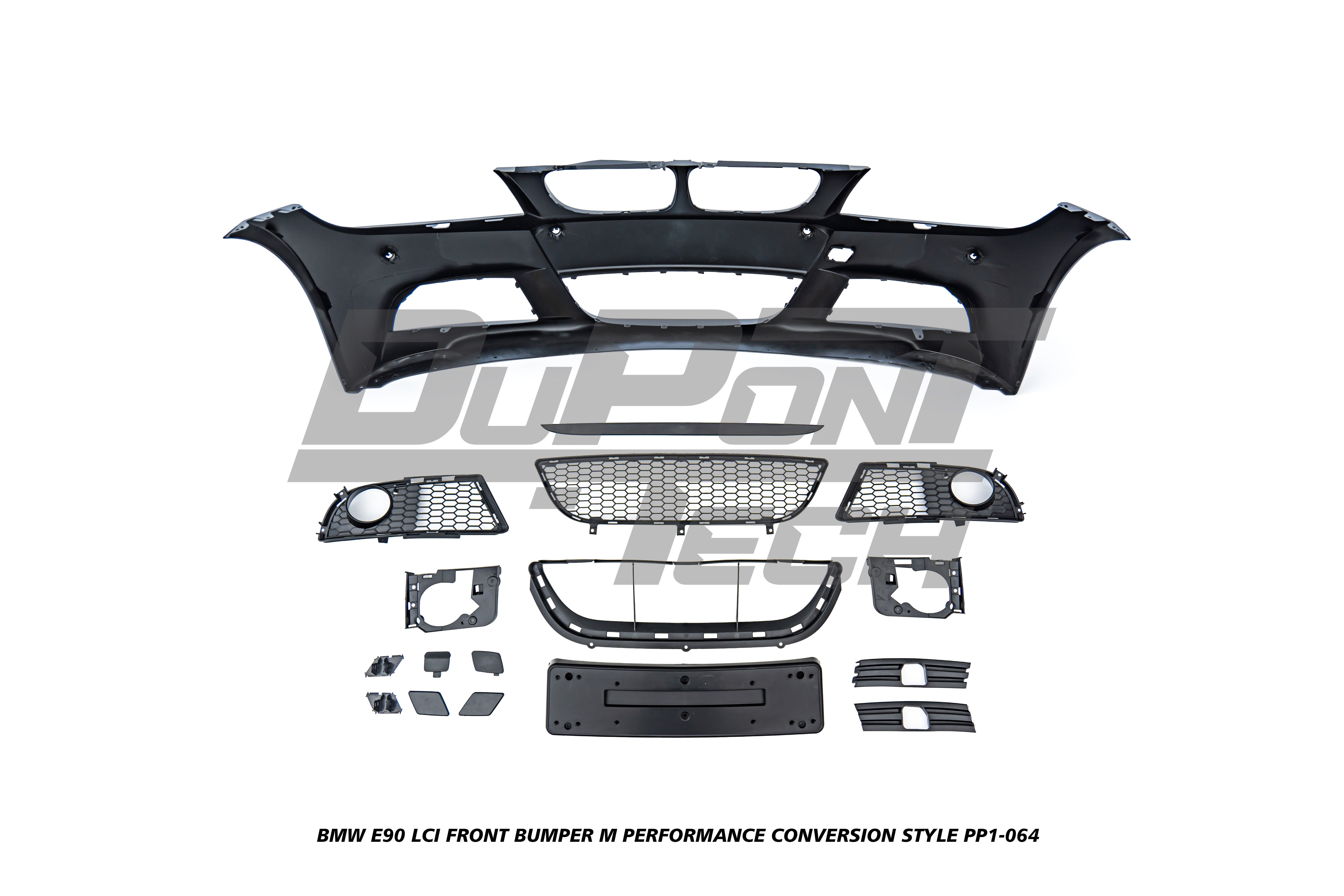 BMW 3 Series E90 LCI 2009 2010 2011 with Aftermarket Parts - M Performance Conversion Style Front Bumper & Fog Light PP Polypropylene from DuPont Tech
