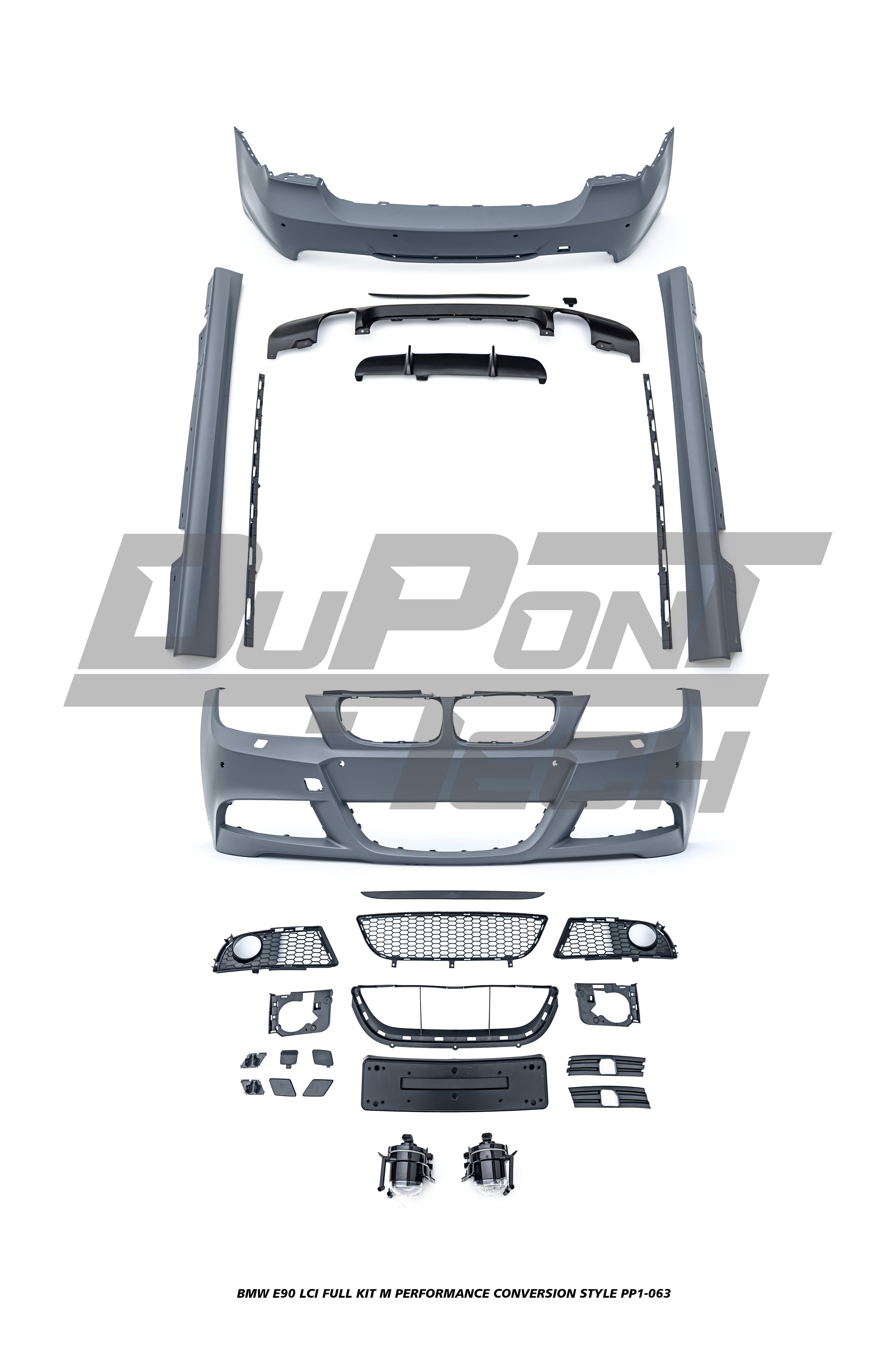 BMW 3 Series E90 LCI 2009 2010 2011 with Aftermarket Parts - M Performance Conversion Style Full kit PP Polypropylene from DuPont Tech
