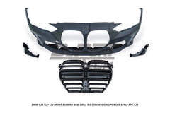 BMW 3 Series M340i 330i 320i G20 G21 LCI 2023-ON with Aftermarket Parts - M3 Conversion Upgrade Style Front Bumper and Grill PP Polypropylene/ABS from DuPont Tech
