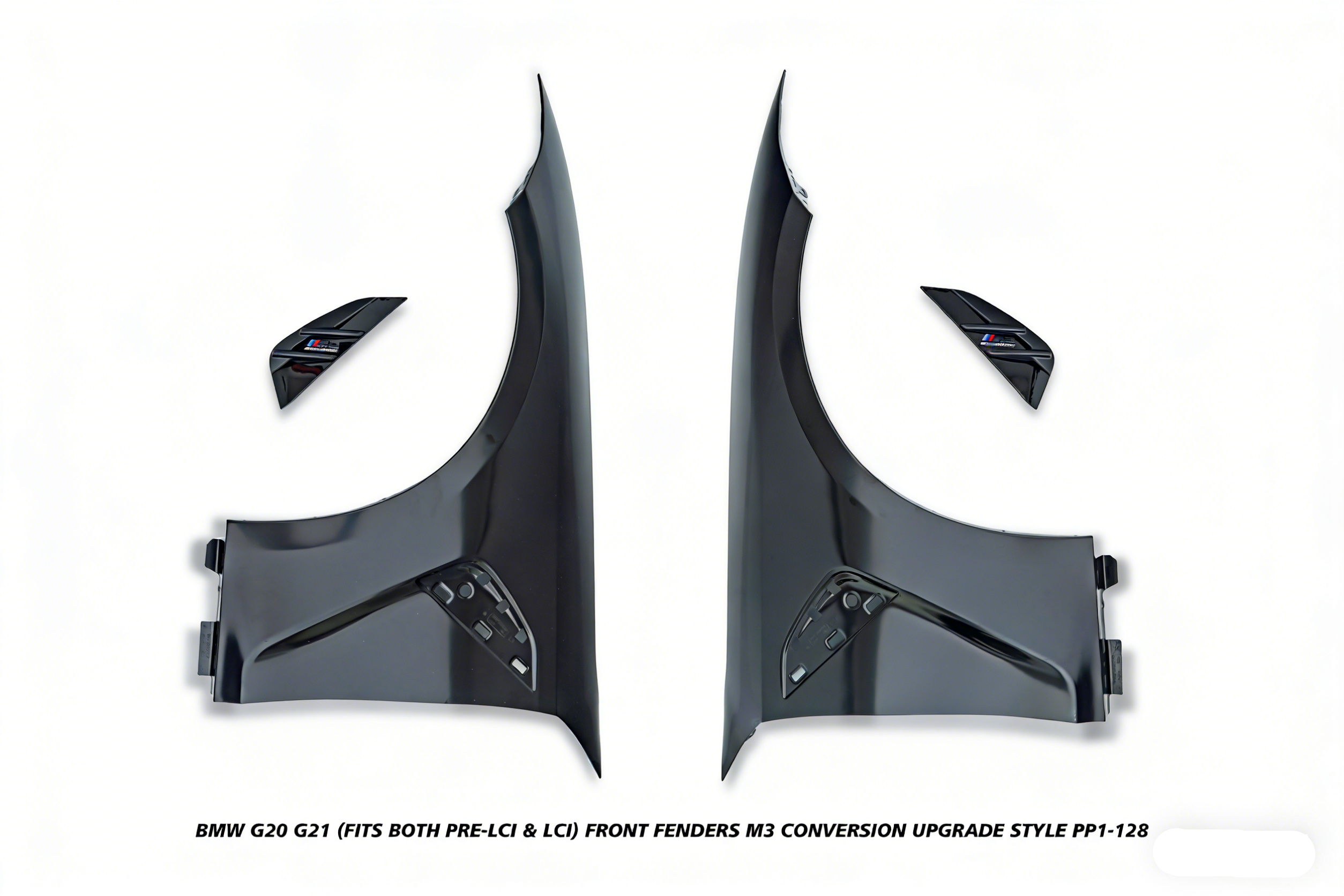 BMW 3 Series 330i M340i G20 G21 (Fits both Pre-LCI & LCI) 2019-ON with Aftermarket Parts - M3 Conversion Upgrade Style Front Fenders Metal from DuPont Tech
