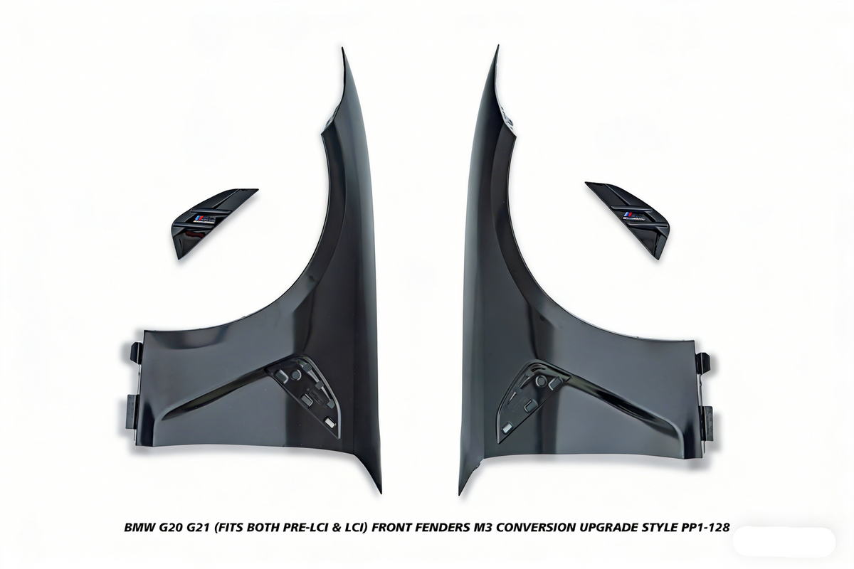 BMW 3 Series 330i M340i G20 G21 (Fits both Pre-LCI & LCI) 2019-ON with Aftermarket Parts - M3 Conversion Upgrade Style Front Fenders Metal from DuPont Tech
