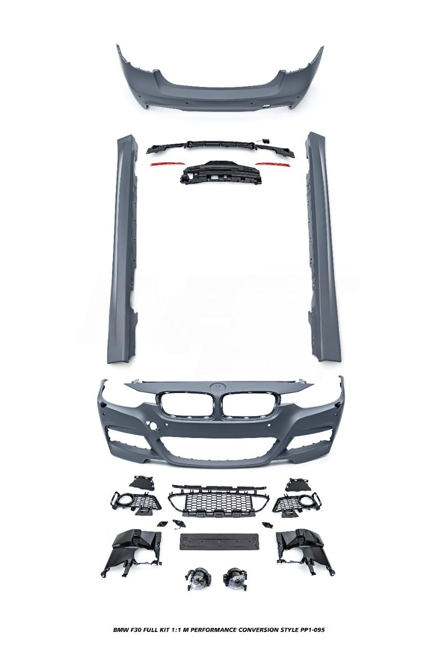 BMW 3 Series M340i 335i 328i 330i 320i F30 2012 2013 2014 2015 2016 2017 2018 2019 with Aftermarket Parts - 1:1 M Performance Conversion Style Full kit PP Polypropylene from DuPont Tech
