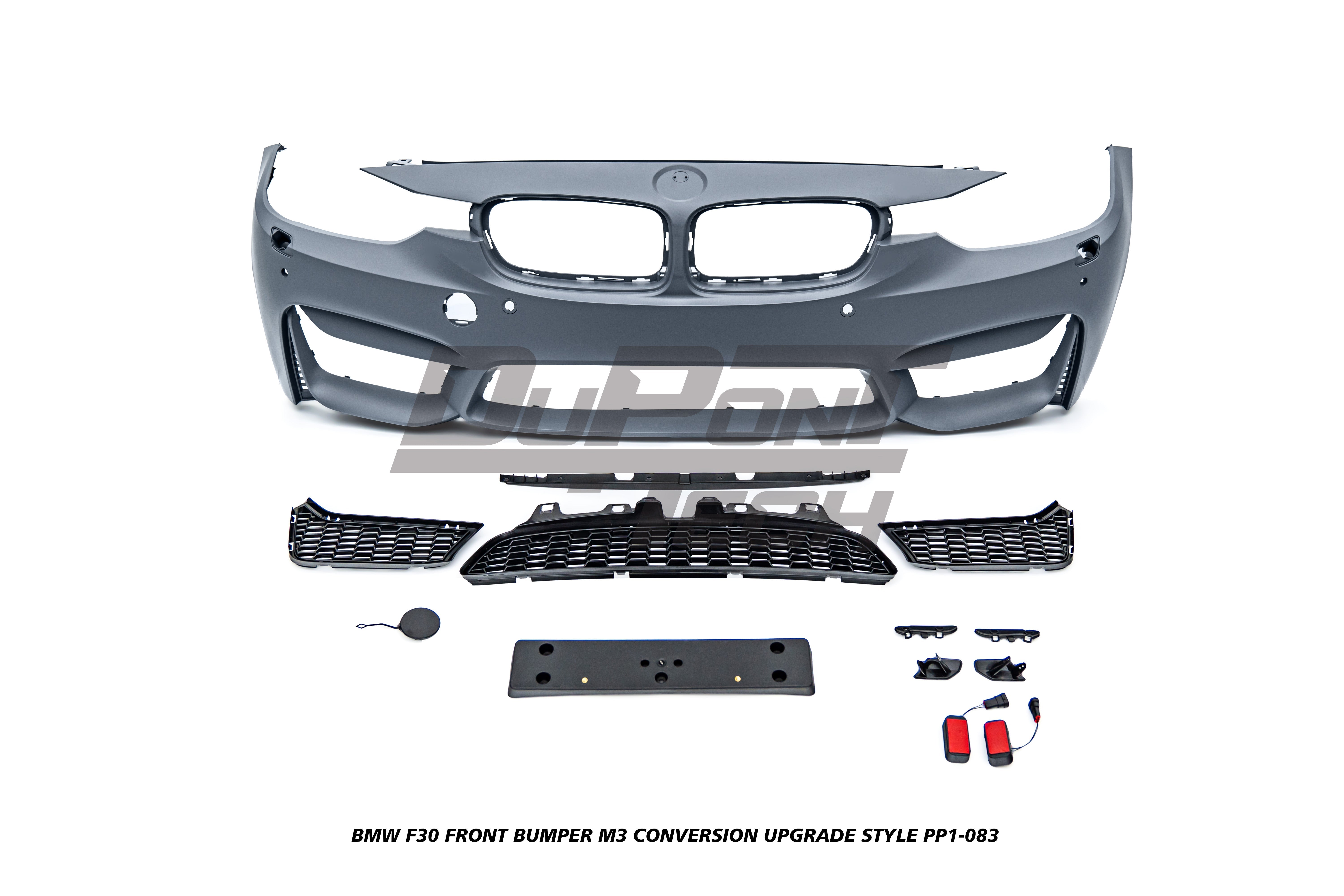 BMW 3 Series M340i 335i 328i 330i 320i F30 2012 2013 2014 2015 2016 2017 2018 2019 with Aftermarket Parts - M3 Conversion Upgrade Style Front Bumper PP Polypropylene from DuPont Tech
