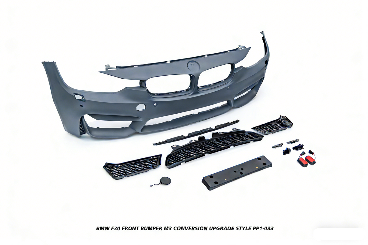 BMW 3 Series M340i 335i 328i 330i 320i F30 2012 2013 2014 2015 2016 2017 2018 2019 with Aftermarket Parts - M3 Conversion Upgrade Style Front Bumper PP Polypropylene from DuPont Tech
