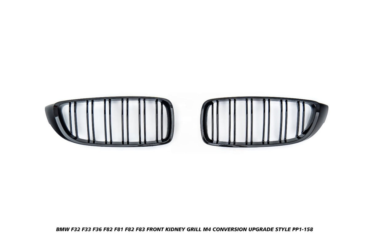 BMW 4 Series 440i 435i 430i 428i 420i 418i 435d 430d 425d 420d 418d F32 F33 2013 2014 2015 2016 2017 2018 2019 2020 & F36 2014 2015 2016 2017 2018 2019 2020 & M3 F81 F80 2014 2015 2016 2017 2018 & M4 F83 F82 2014 2015 2016 2017 2018 2019 2020 with Aftermarket Parts - M4 Conversion Upgrade Style Front Kidney Grill ABS from DuPont Tech
