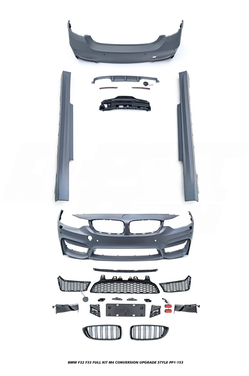BMW 4 Series 440i 435i 430i 428i 420i 418i 435d 430d 425d 420d 418d F32 F33 2013 2014 2015 2016 2017 2018 2019 2020 with Aftermarket Parts - M4 Conversion Upgrade Style Full kit PP Polypropylene/ABS from DuPont Tech
