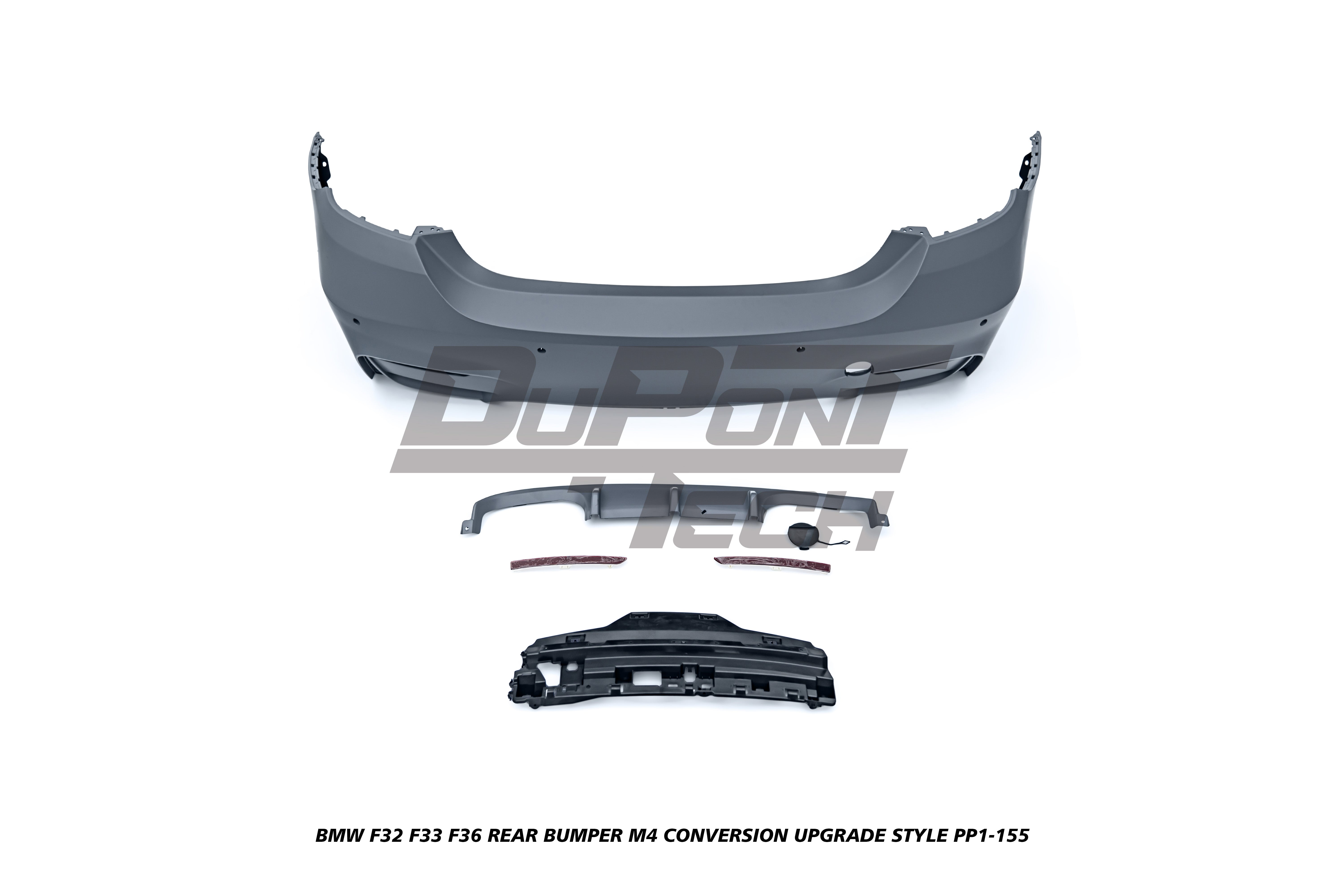 BMW 4 Series 440i 435i 430i 428i 420i 418i 435d 430d 425d 420d 418d F32 F33 2013 2014 2015 2016 2017 2018 2019 2020 & F36 2014 2015 2016 2017 2018 2019 2020 with Aftermarket Parts - M4 Conversion Upgrade Style Rear Bumper PP Polypropylene from DuPont Tech
