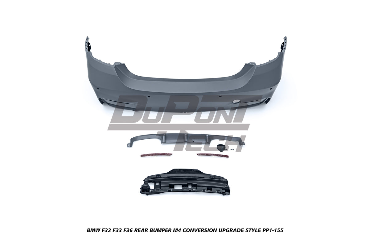BMW 4 Series 440i 435i 430i 428i 420i 418i 435d 430d 425d 420d 418d F32 F33 2013 2014 2015 2016 2017 2018 2019 2020 & F36 2014 2015 2016 2017 2018 2019 2020 with Aftermarket Parts - M4 Conversion Upgrade Style Rear Bumper PP Polypropylene from DuPont Tech
