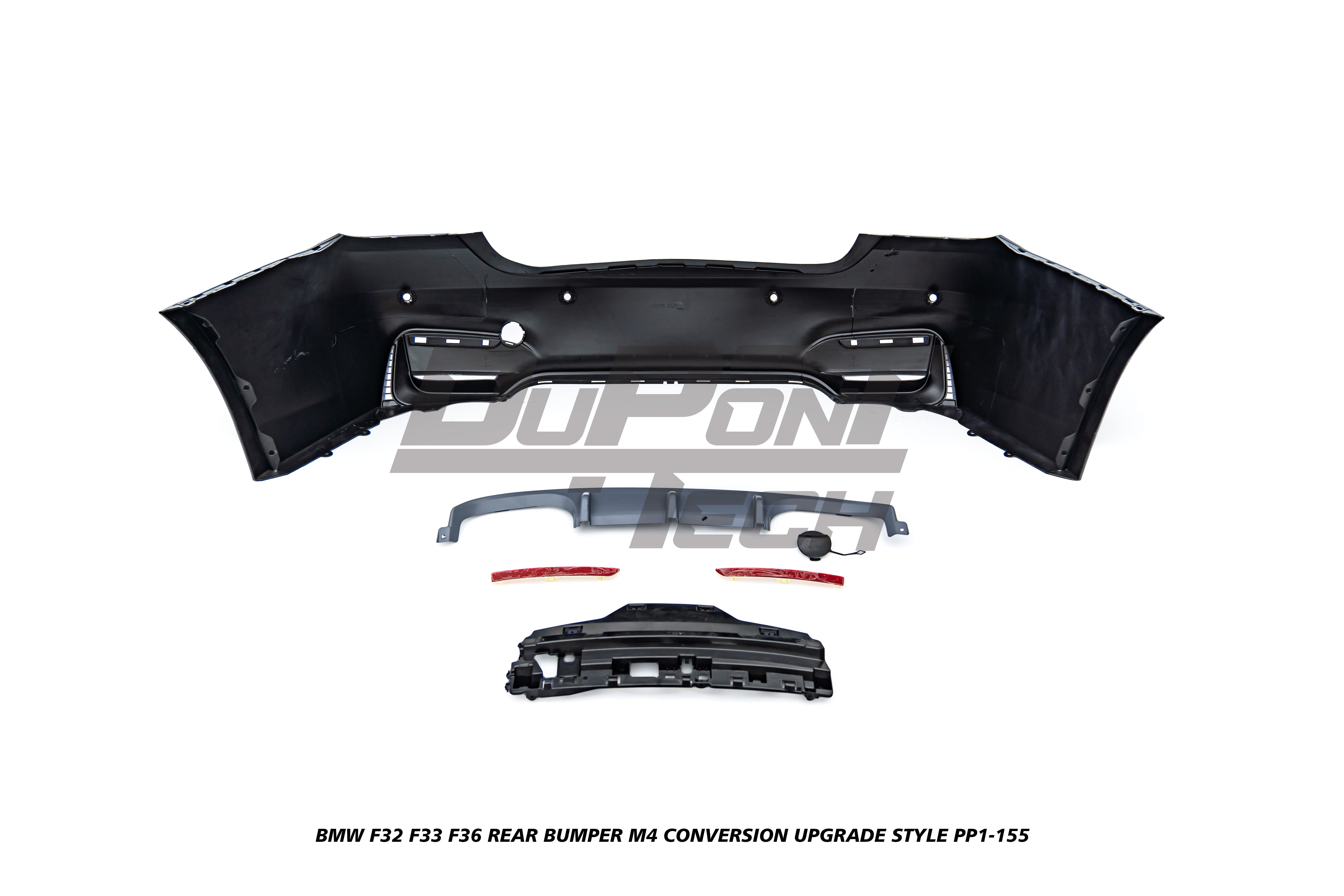 BMW 4 Series 440i 435i 430i 428i 420i 418i 435d 430d 425d 420d 418d F32 F33 2013 2014 2015 2016 2017 2018 2019 2020 & F36 2014 2015 2016 2017 2018 2019 2020 with Aftermarket Parts - M4 Conversion Upgrade Style Rear Bumper PP Polypropylene from DuPont Tech
