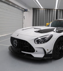 Mercedes Benz AMG GT GTS C190 2016 2017 2018 2019 2020 2021 with Aftermarket Parts - Black Series Conversion Style Stage 2 Lower Front Lip Polypropylene / Dry Pre-preg Carbon Fiber from DuPont Tech