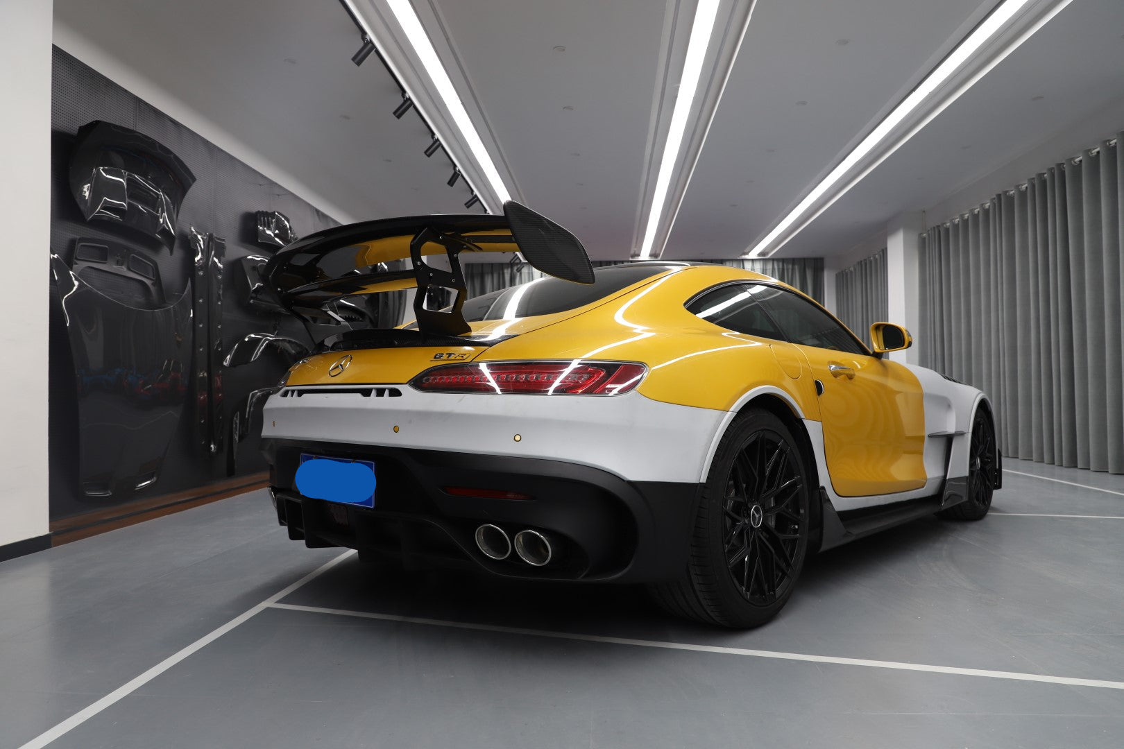 Mercedes Benz AMG GT GTS C190 2016 2017 2018 2019 2020 2021 with Aftermarket Parts - Black Series Conversion Style Side Skirts PP Polypropylene from DuPont Tech